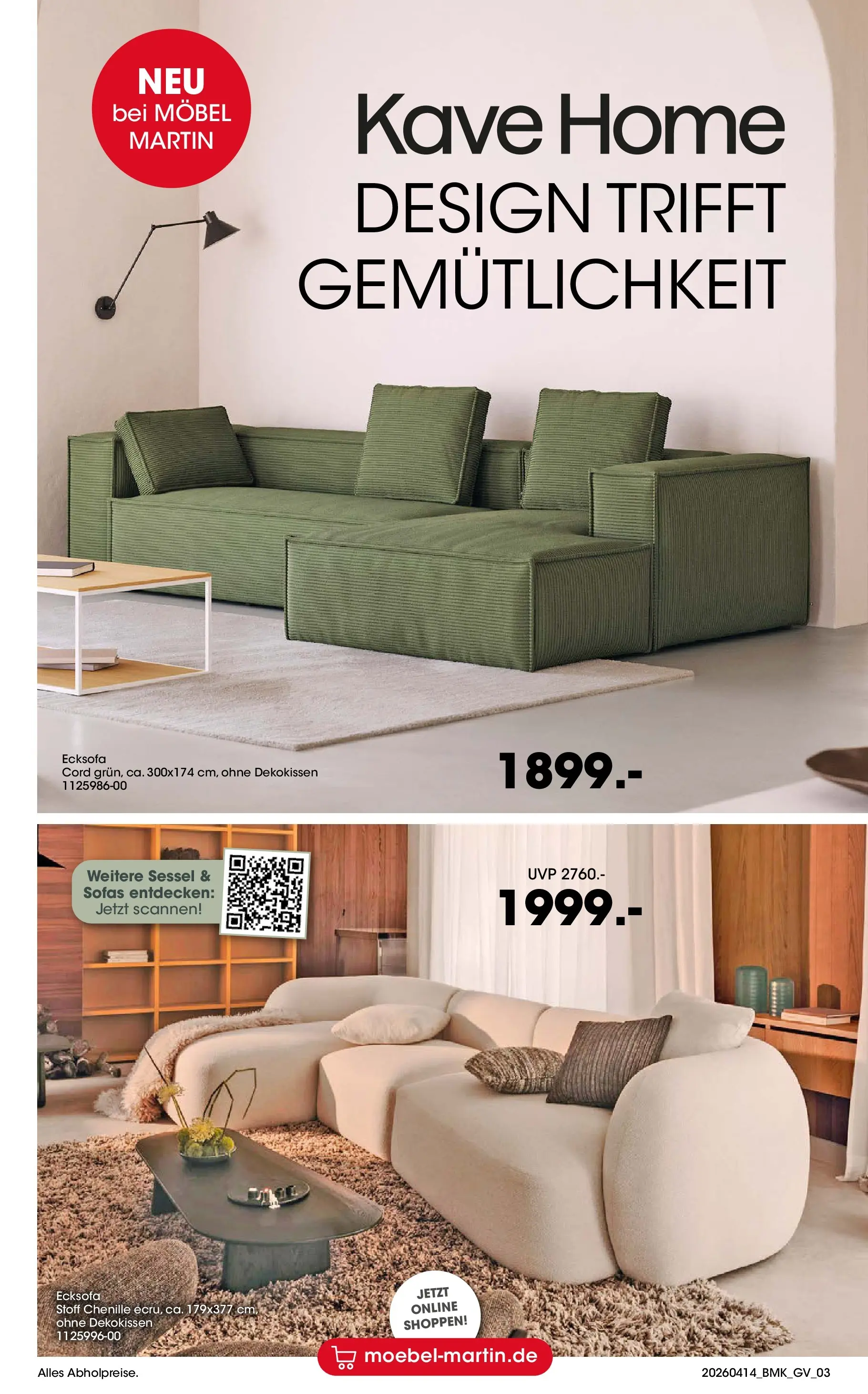 Möbel Martin April Highlights (ab 14.04.2026) zum Blättern | Seite: 3 | Produkte: Ecksofa, Sessel