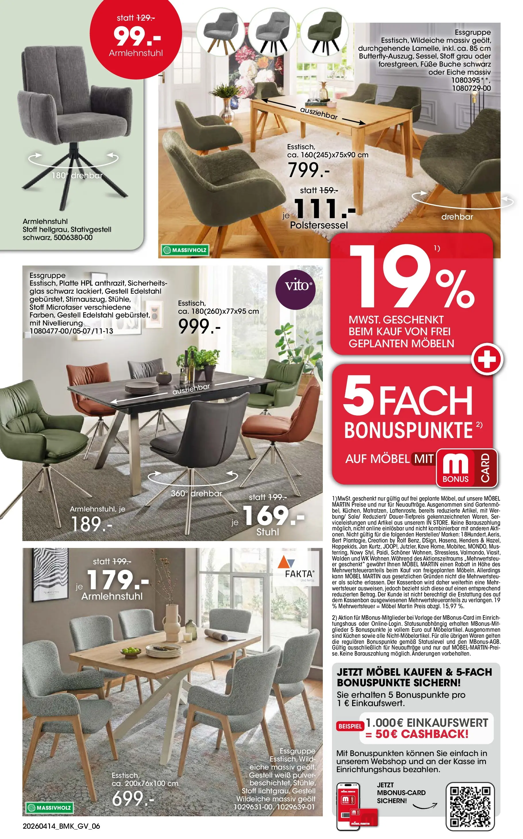 Möbel Martin April Highlights (ab 14.04.2026) zum Blättern | Seite: 6 | Produkte: Esstisch, Essgruppe, Stuhl, Kuchen