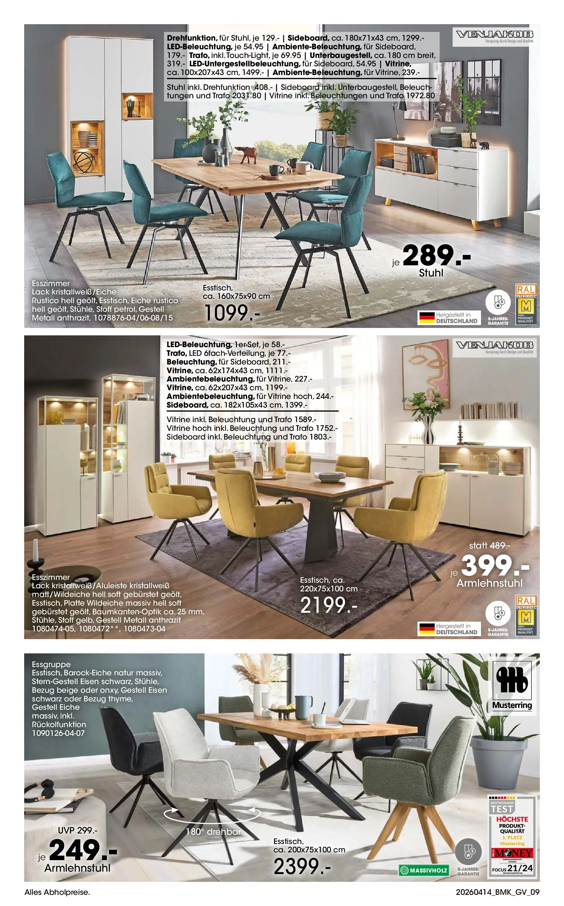 Möbel Martin April Highlights (ab 14.04.2026) zum Blättern | Seite: 9 | Produkte: Sideboard, Esstisch, Essgruppe, Vitrine