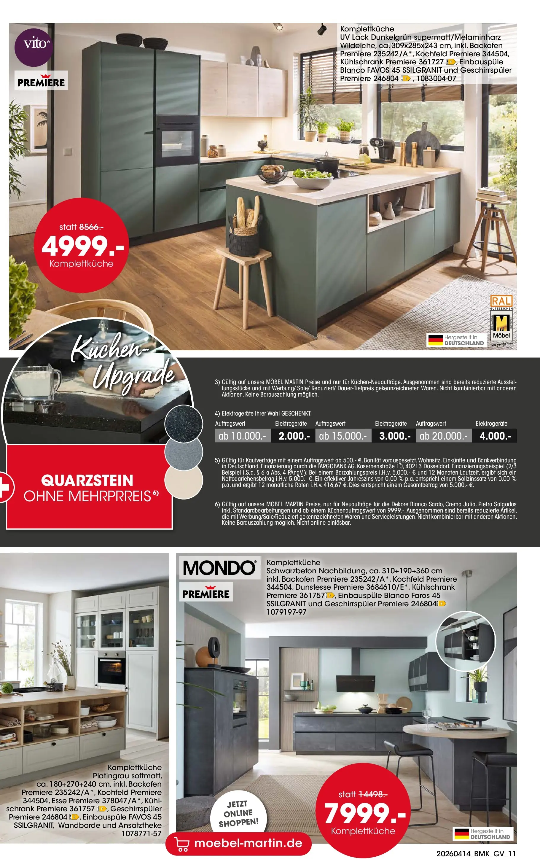 Möbel Martin April Highlights (ab 14.04.2026) zum Blättern | Seite: 11 | Produkte: Schrank, Kühlschrank, Kochfeld, Kuchen