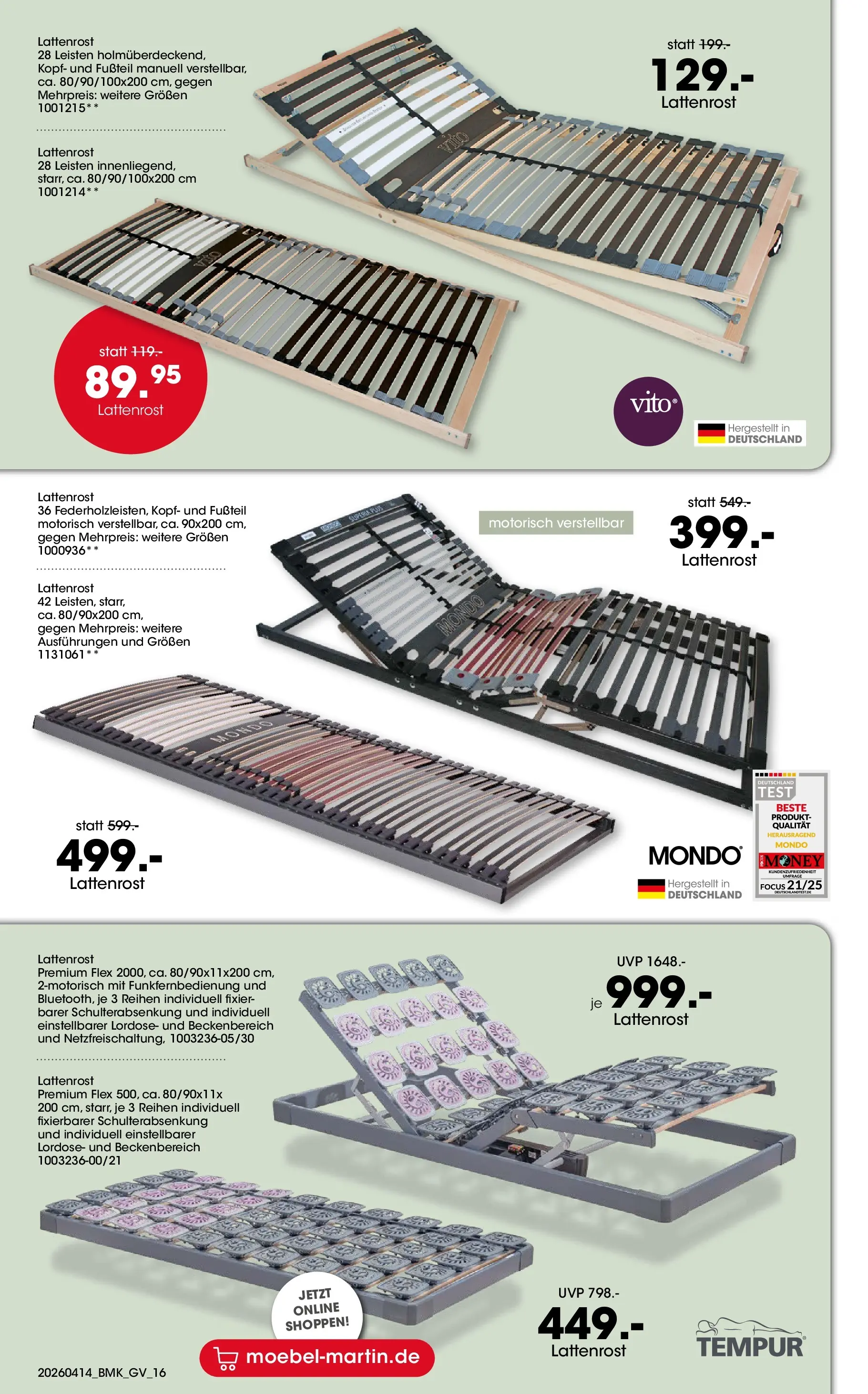 Möbel Martin April Highlights (ab 14.04.2026) zum Blättern | Seite: 16 | Produkte: Lattenrost