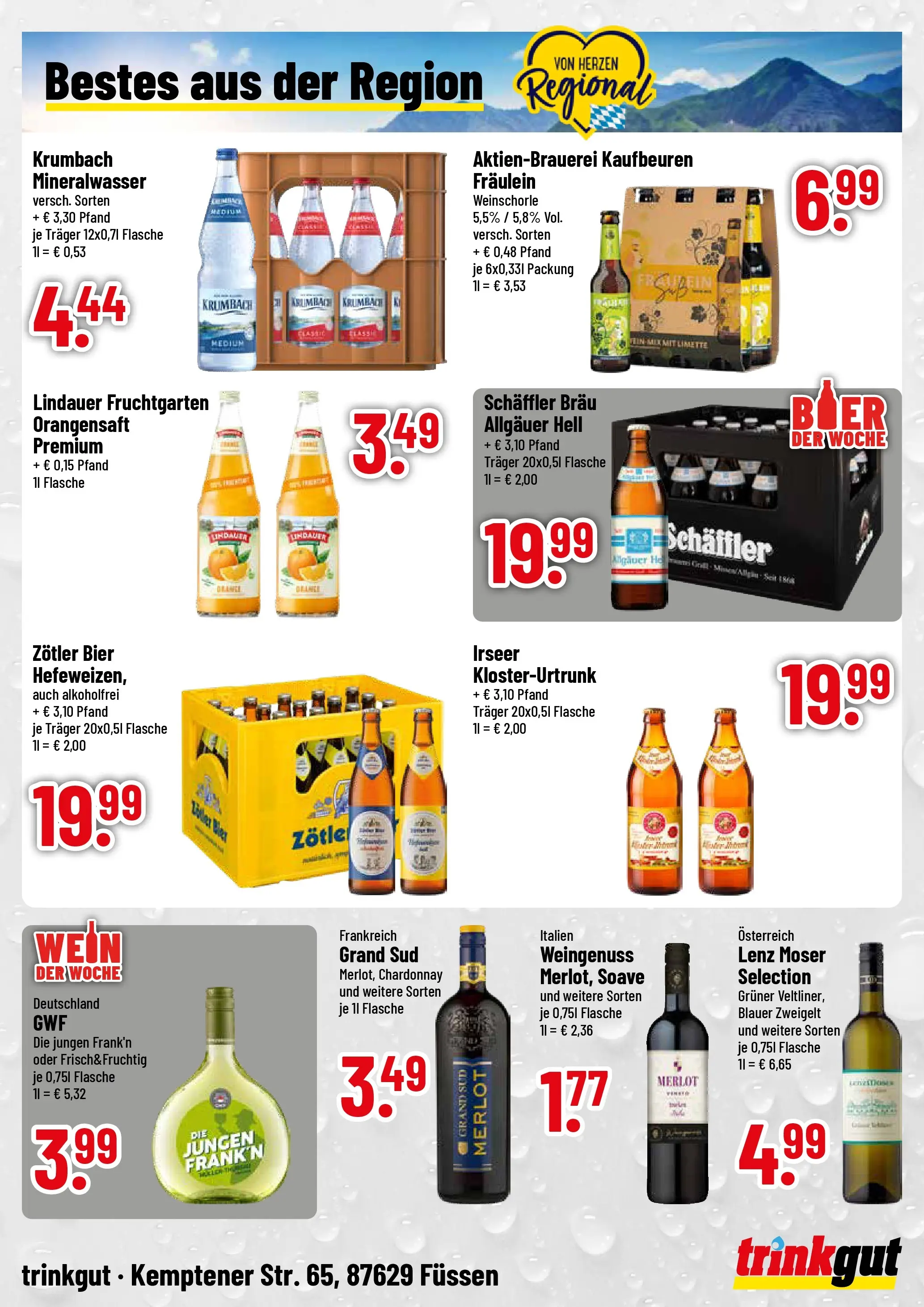 Trinkgut Prospekt Füssen	 (ab 12.04.2026) » Angebote online | Seite: 4 | Produkte: Bier, Merlot, Orangensaft, Grand sud