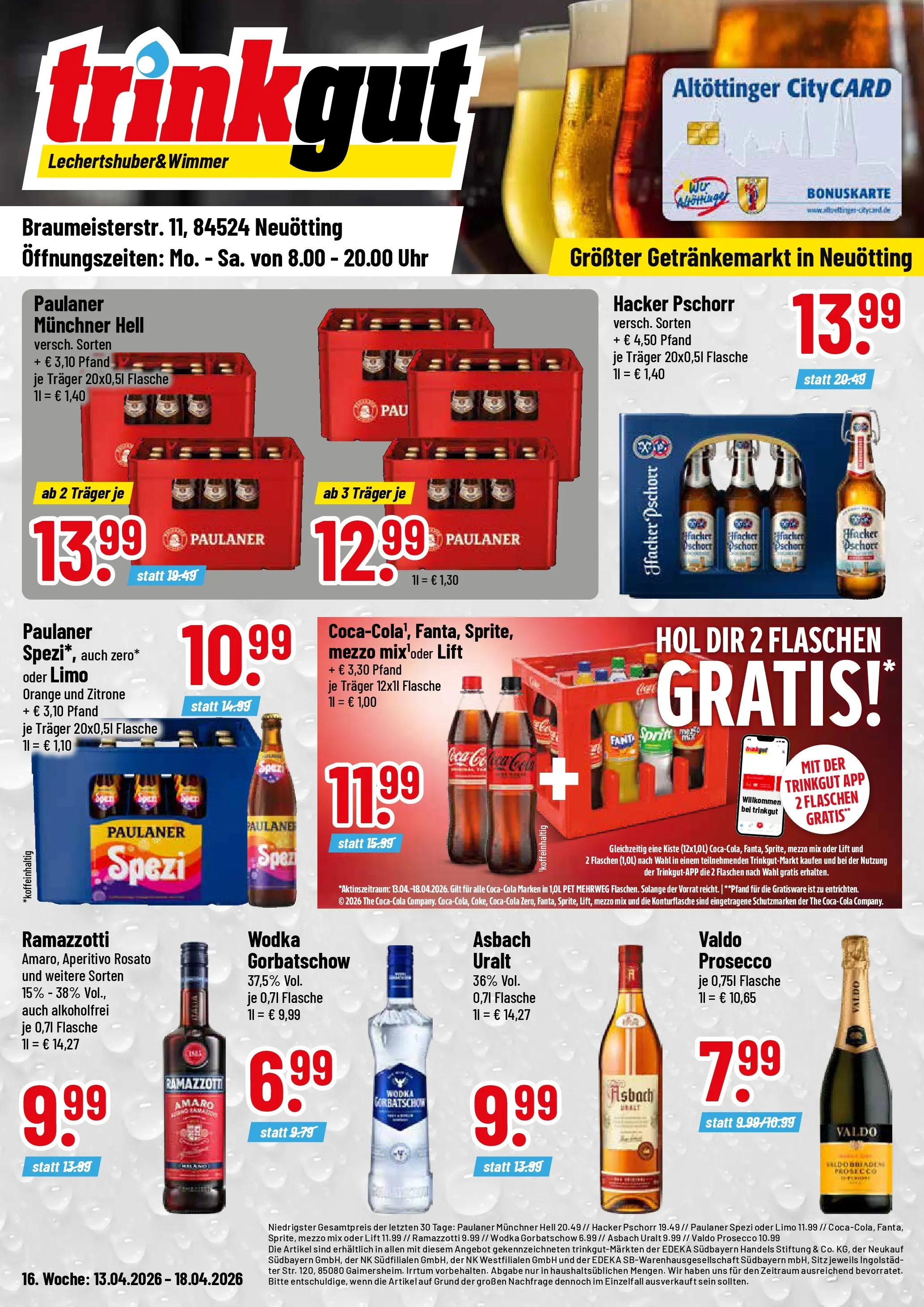 Trinkgut Prospekt Neuötting	 (ab 12.04.2026) » Angebote online | Seite: 1 | Produkte: Paulaner spezi, Zitrone, Paulaner, Asbach
