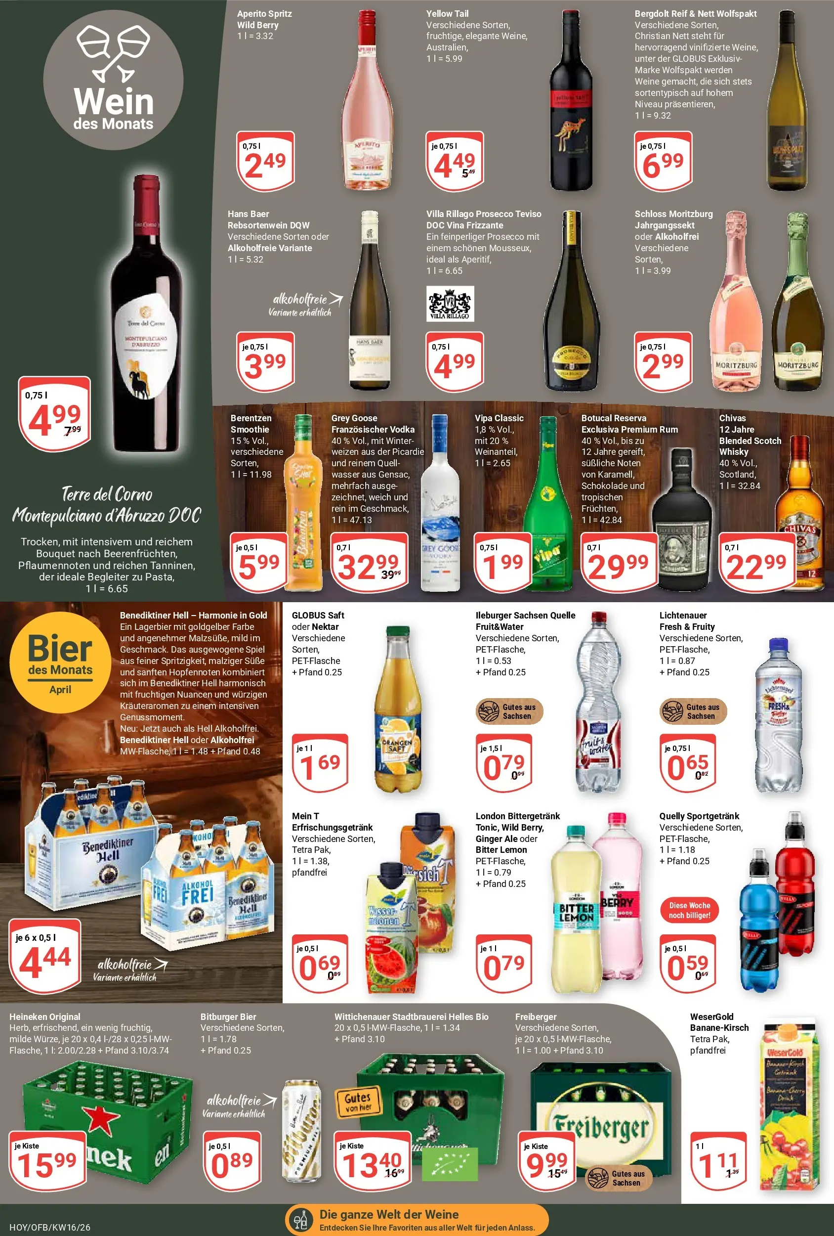 Globus Prospekt Hoyerswerda	 (ab 12.04.2026) » Angebote online | Seite: 16 | Produkte: Schokolade, Bier, Heineken, Wein