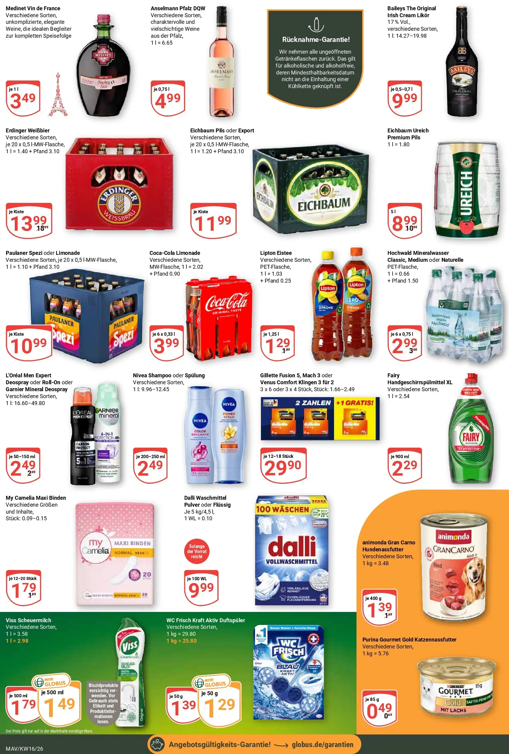 Globus Prospekt Mannheim	 (ab 12.04.2026) » Angebote online | Seite: 5 | Produkte: Weißbier, Likör, Mineralwasser, Paulaner