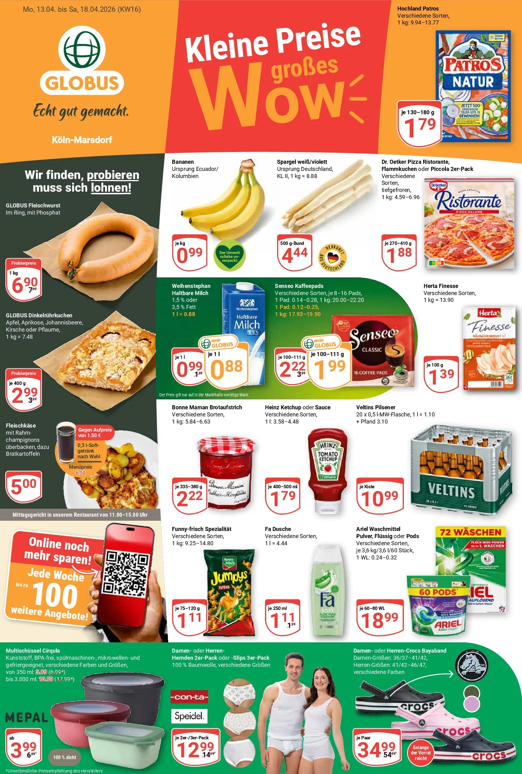 Globus Prospekt Köln	 (ab 13.04.2026) » Angebote online | Seite: 1 | Produkte: Ristorante, Milch, Heinz ketchup, Senseo kaffeepads