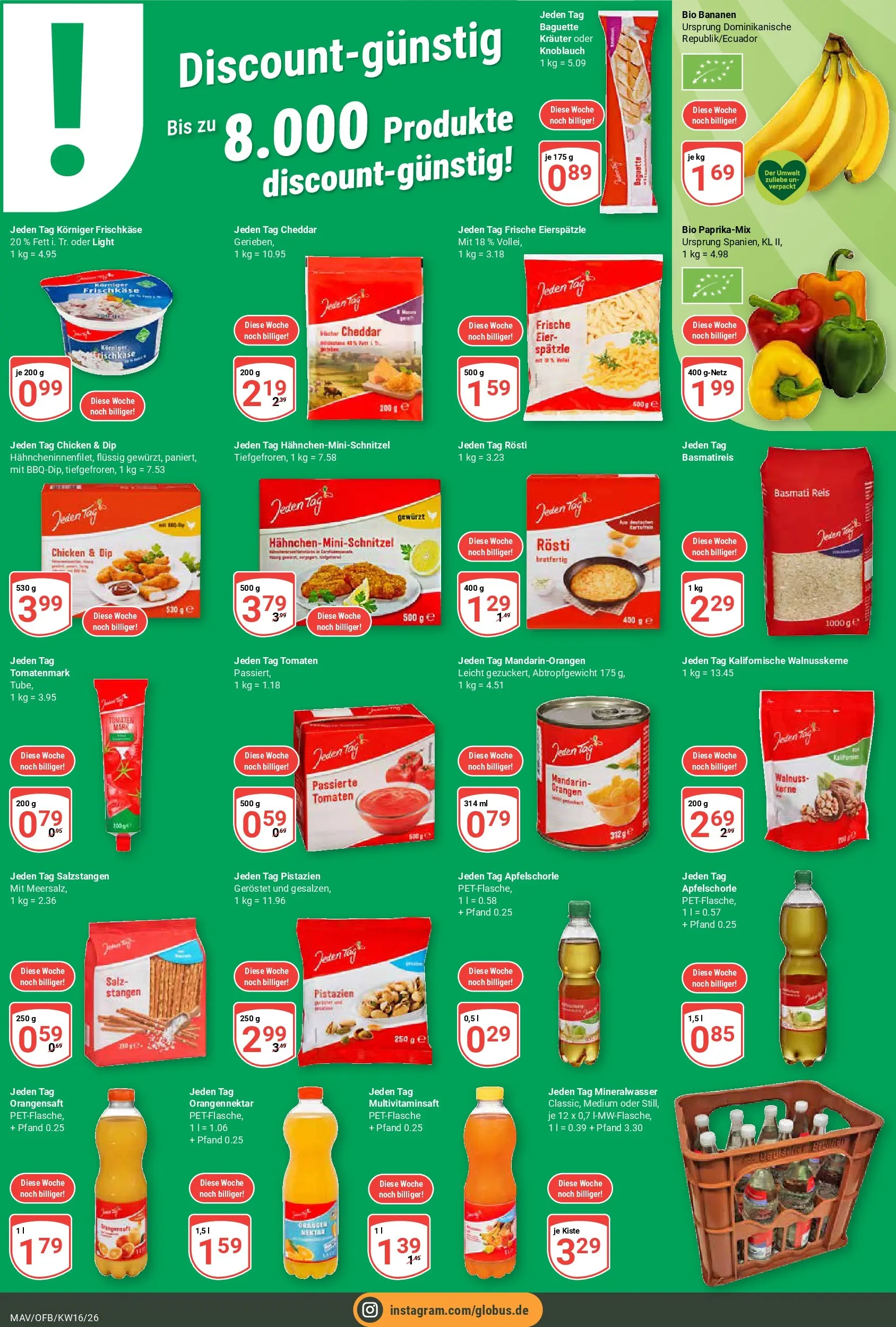 Globus Prospekt Mannheim	 (ab 12.04.2026) » Angebote online | Seite: 14 | Produkte: Orangensaft, Mineralwasser, Reis, Frischkase