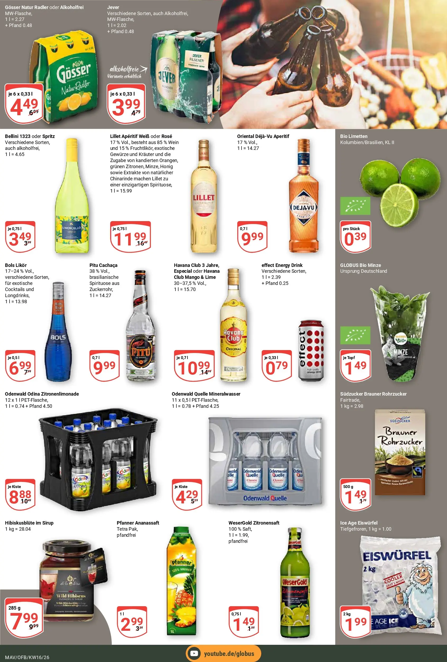 Globus Prospekt Mannheim	 (ab 12.04.2026) » Angebote online | Seite: 18 | Produkte: Limetten, Likör, Mineralwasser, Radler