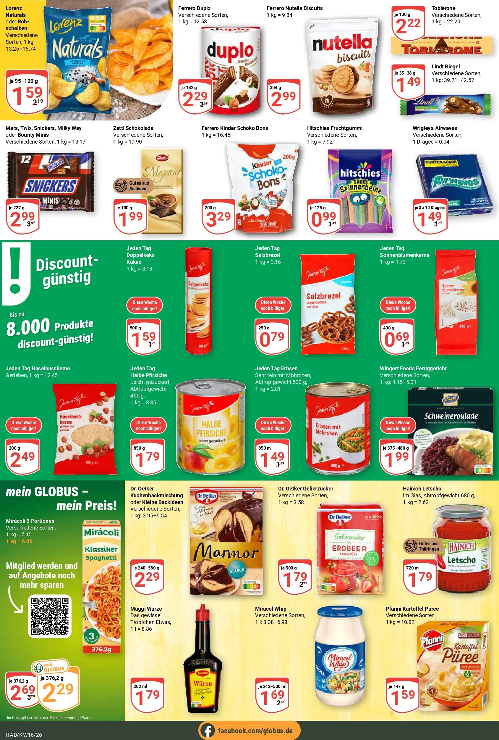 Globus Prospekt Halle (saale)	 (ab 12.04.2026) » Angebote online | Seite: 14 | Produkte: Schokolade, Miracel whip, Lindt, Erbsen