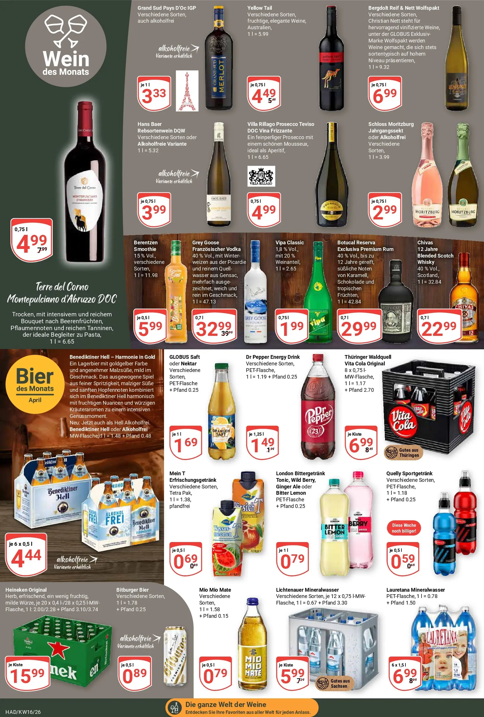 Globus Prospekt Halle (saale)	 (ab 12.04.2026) » Angebote online | Seite: 16 | Produkte: Rum, Mio mio mate, Vita cola, Berentzen