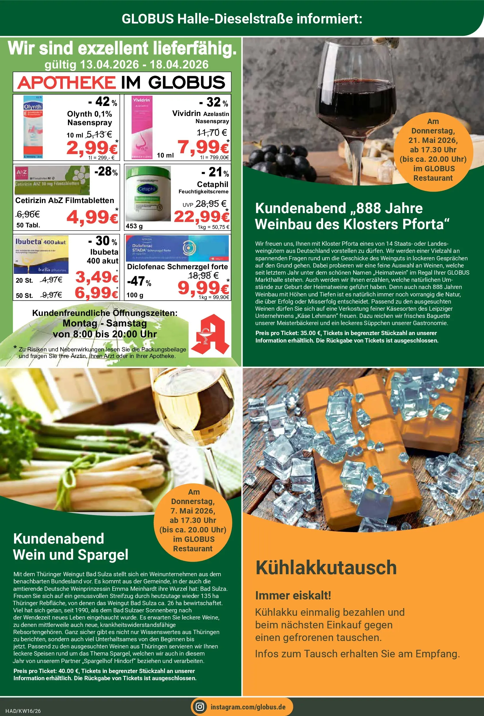 Globus Prospekt Halle (saale)	 (ab 12.04.2026) » Angebote online | Seite: 25 | Produkte: Regal, Bad, Baguette, Uhr