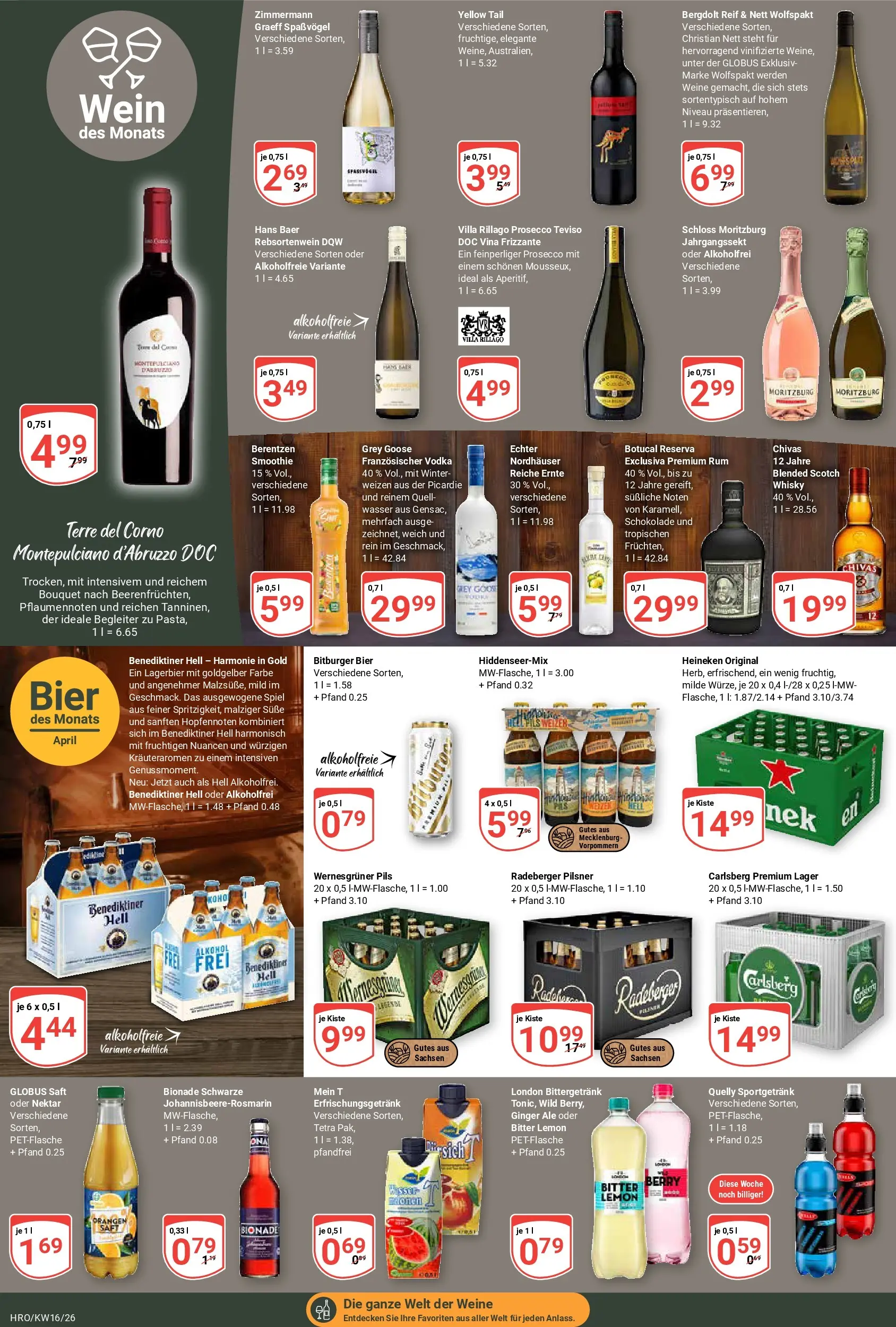 Globus Prospekt Rostock	 (ab 12.04.2026) » Angebote online | Seite: 16 | Produkte: Whisky, Bionade, Wasser, Vodka