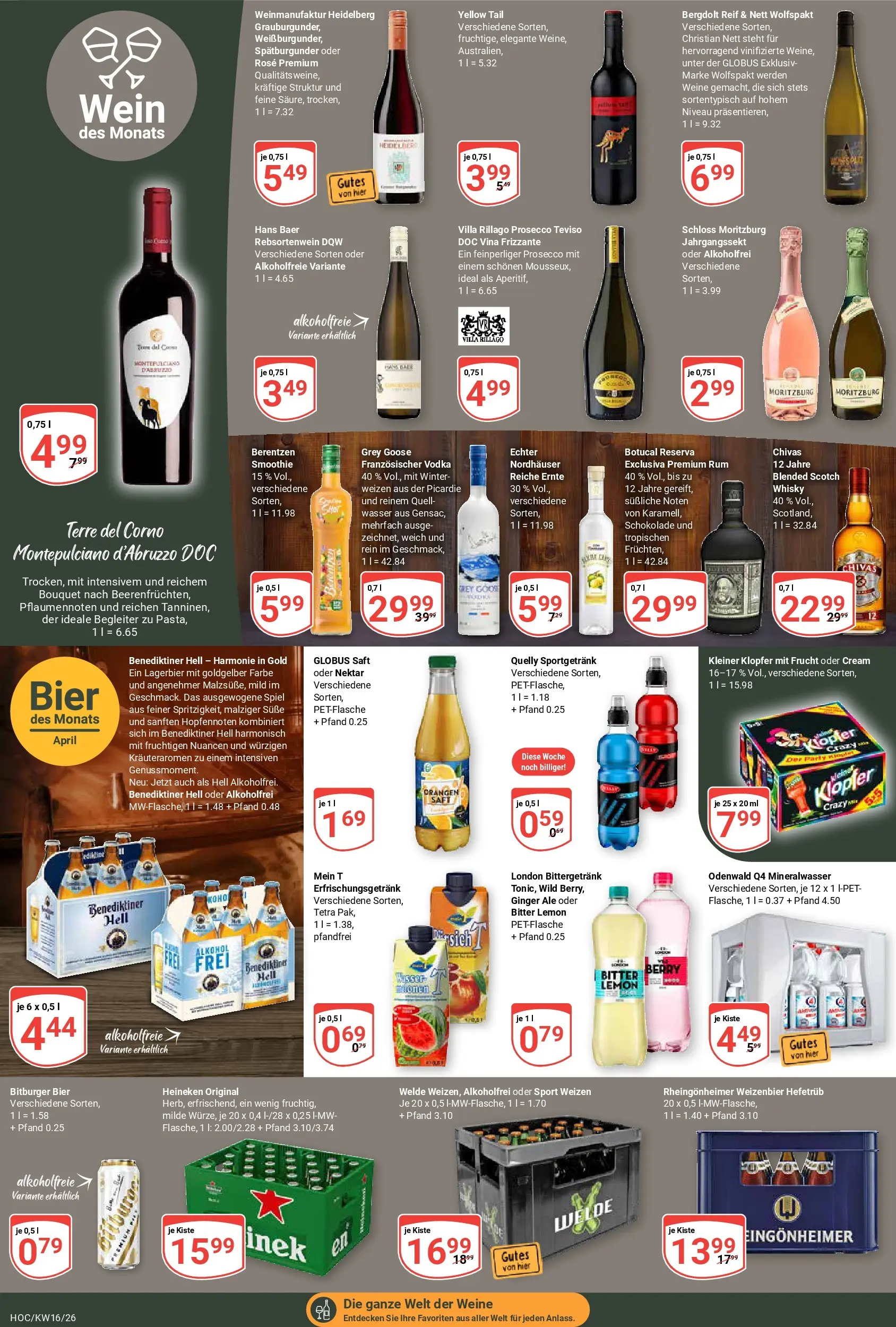 Globus Prospekt Hockenheim	 (ab 12.04.2026) » Angebote online | Seite: 18 | Produkte: Bitburger, Bier, Benediktiner hell, Berentzen