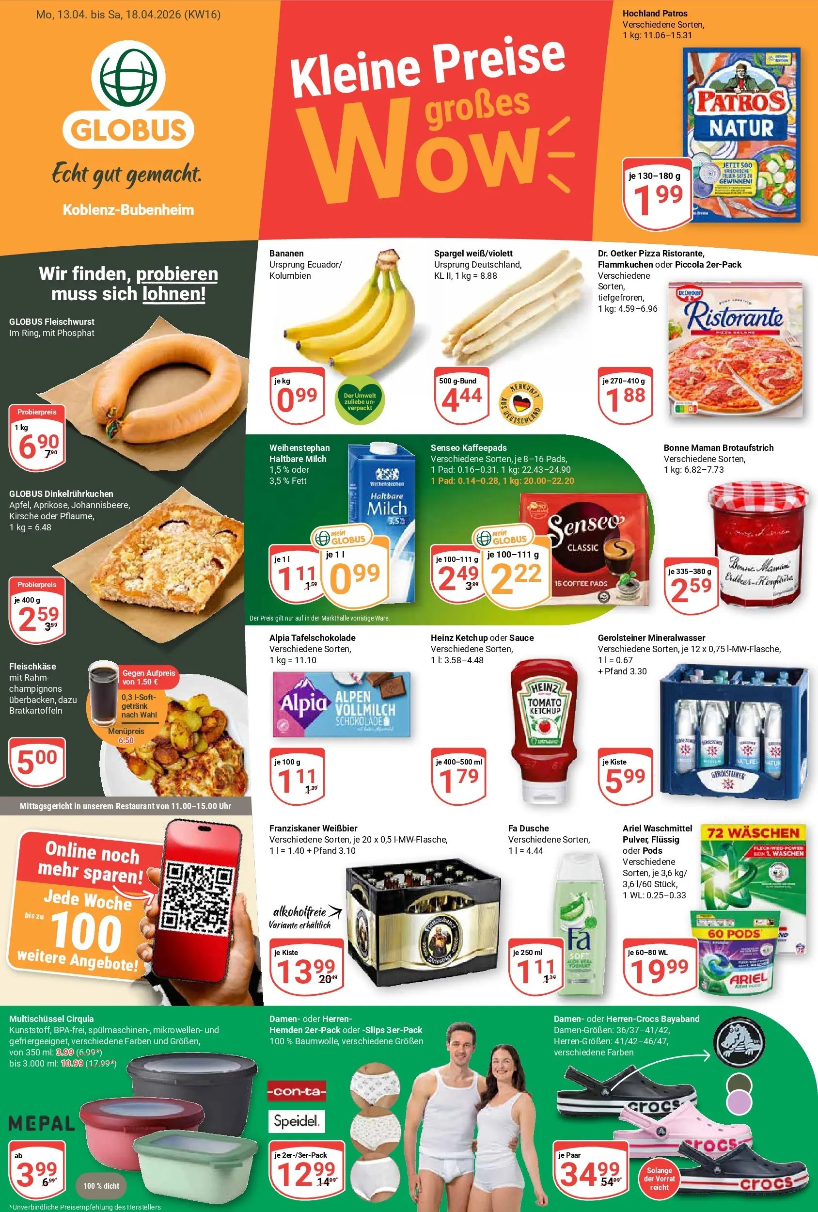 Globus Prospekt Koblenz-Bubenheim	 (ab 12.04.2026) » Angebote online | Seite: 1 | Produkte: Heinz ketchup, Haltbare milch, Waschmittel, Uhr