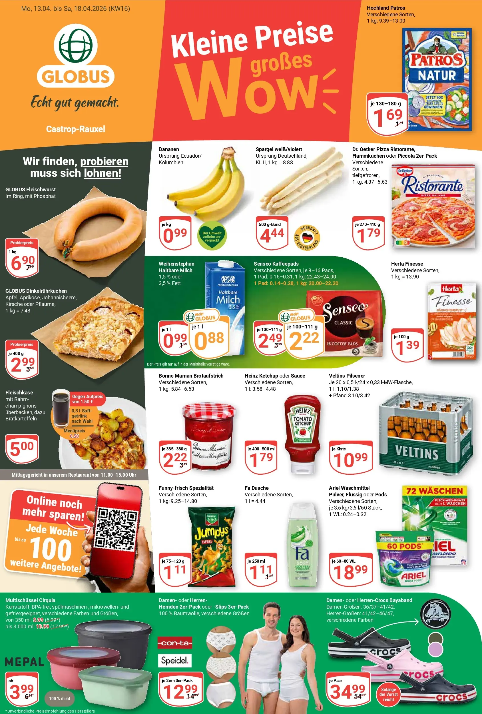 Globus Prospekt Castrop-Rauxel	 (ab 12.04.2026) » Angebote online | Seite: 1 | Produkte: Heinz ketchup, Haltbare milch, Champignons, Veltins