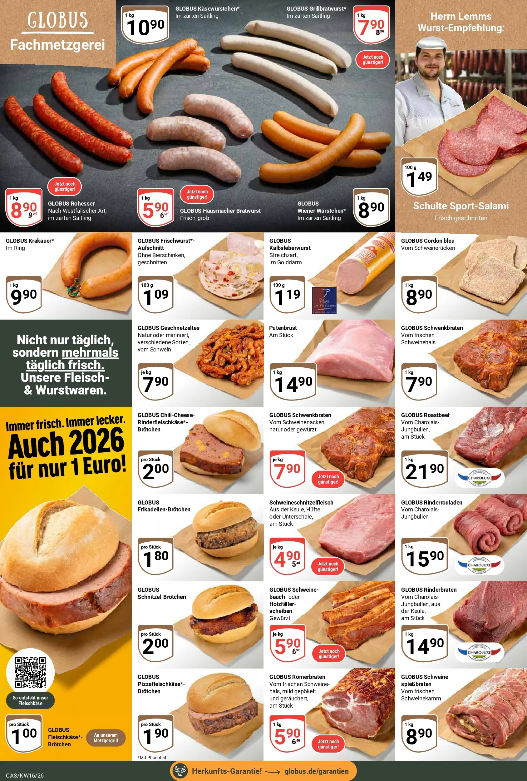 Globus Prospekt Castrop-Rauxel	 (ab 12.04.2026) » Angebote online | Seite: 7 | Produkte: Rinderrouladen, Bratwurst, Roastbeef, Fleisch