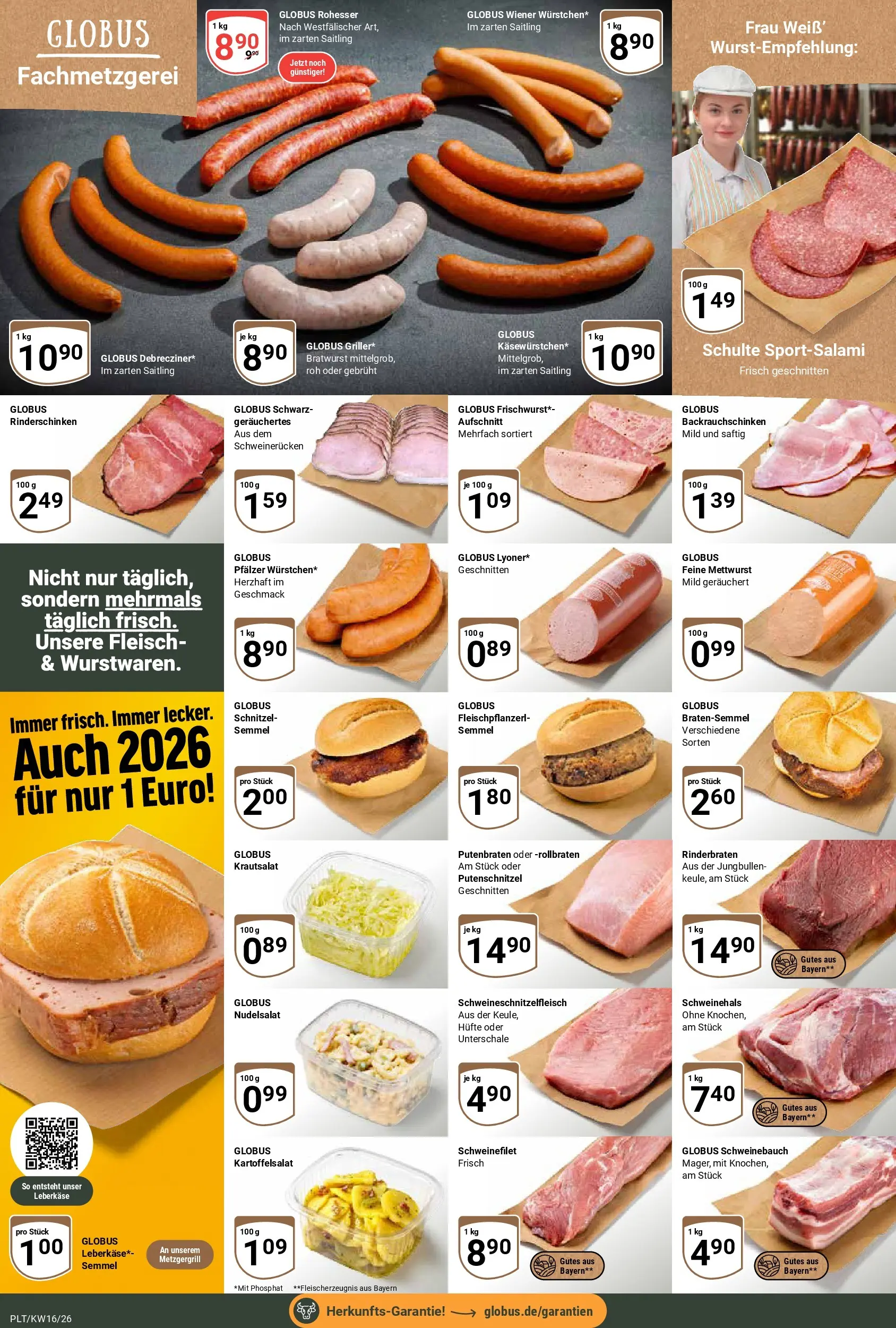Globus Prospekt Plattling	 (ab 12.04.2026) » Angebote online | Seite: 6 | Produkte: Schweinebauch, Bratwurst, Schweinefilet, Schweinerucken