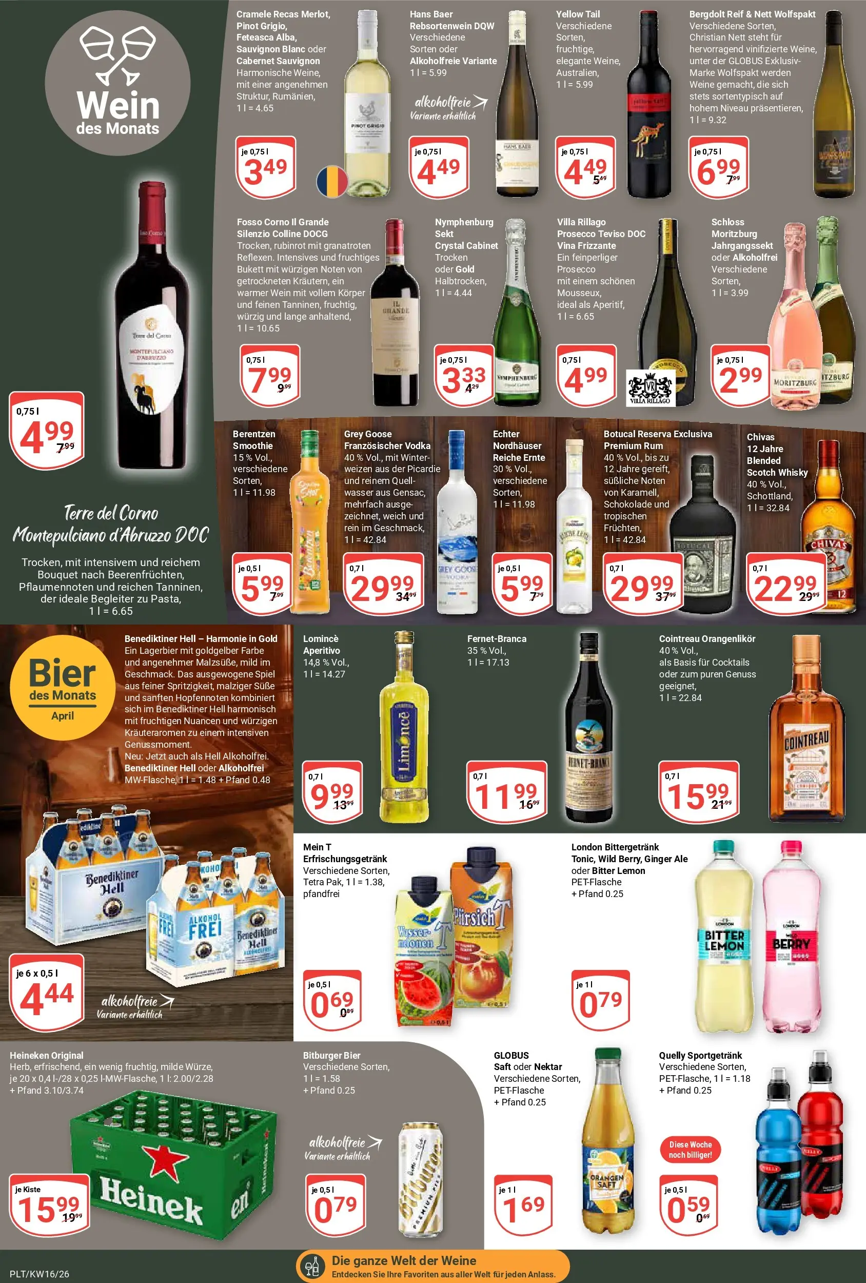 Globus Prospekt Plattling	 (ab 12.04.2026) » Angebote online | Seite: 16 | Produkte: Spiel, Benediktiner hell, Prosecco, Vodka