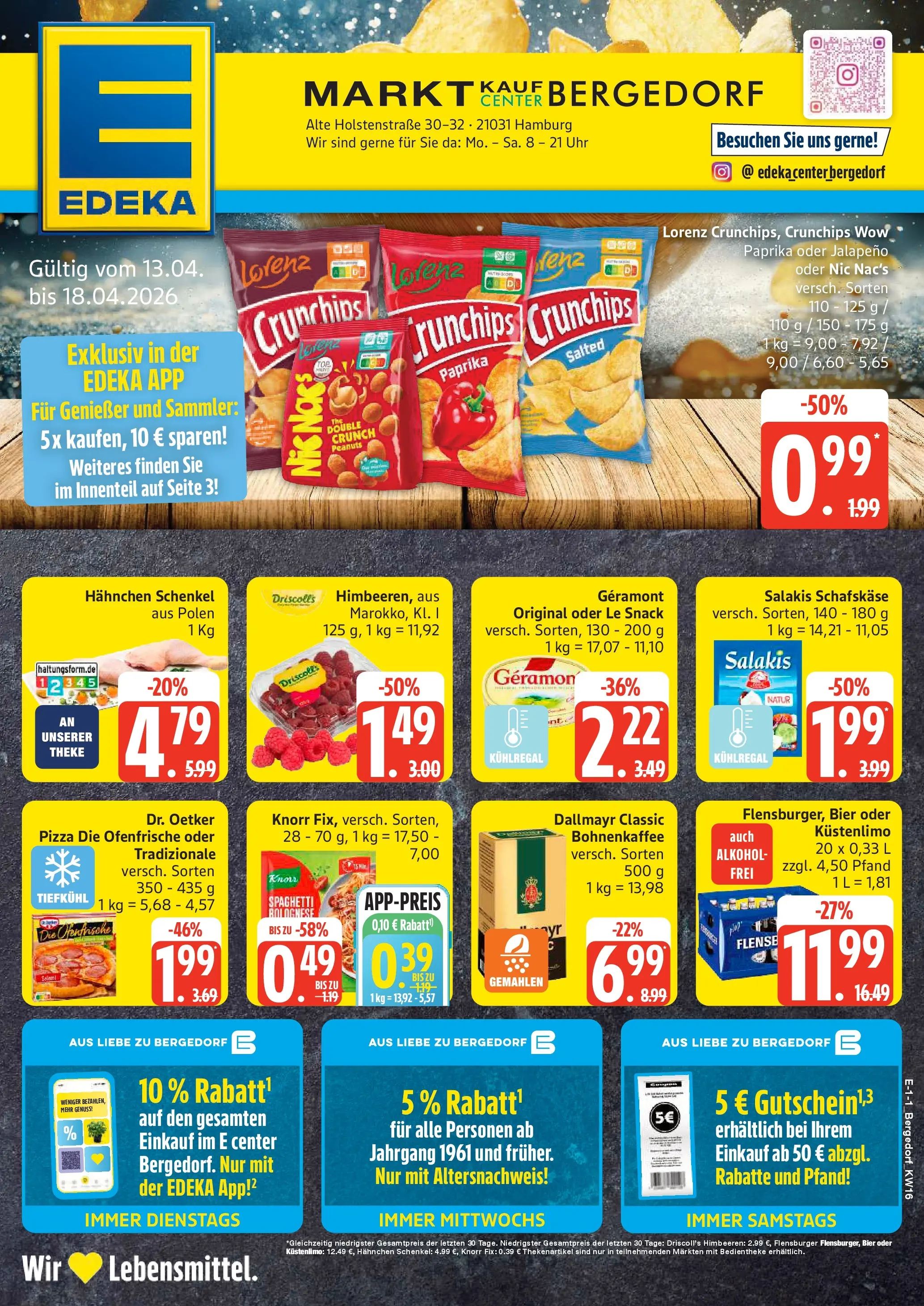 Edeka prospekt Hamburg	 (ab 13.04.2026) » Angebote Online | Seite: 1 | Produkte: Knorr fix, Bier, Salakis, Chips