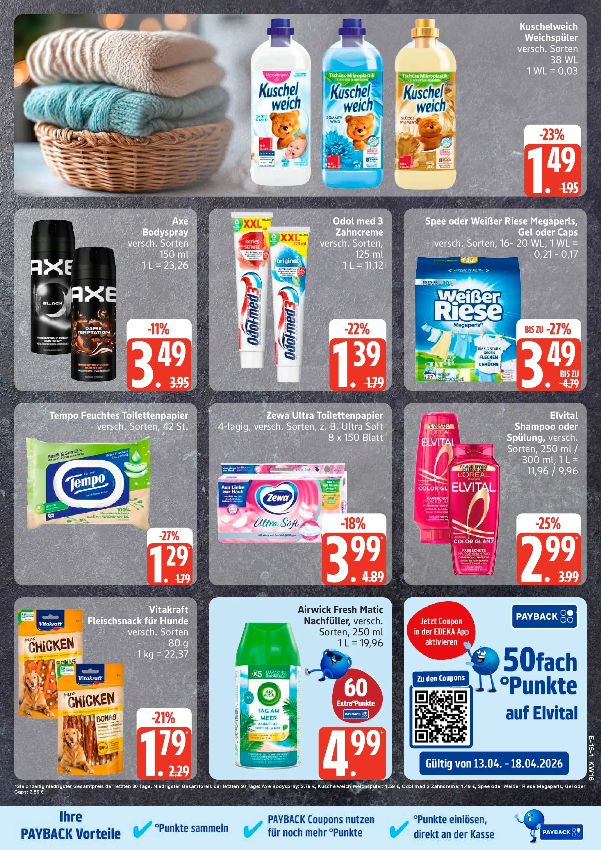 Edeka prospekt Ratzeburg	 (ab 12.04.2026) » Angebote Online | Seite: 17 | Produkte: Spülung, Axe, Tempo, Feuchtes Toilettenpapier