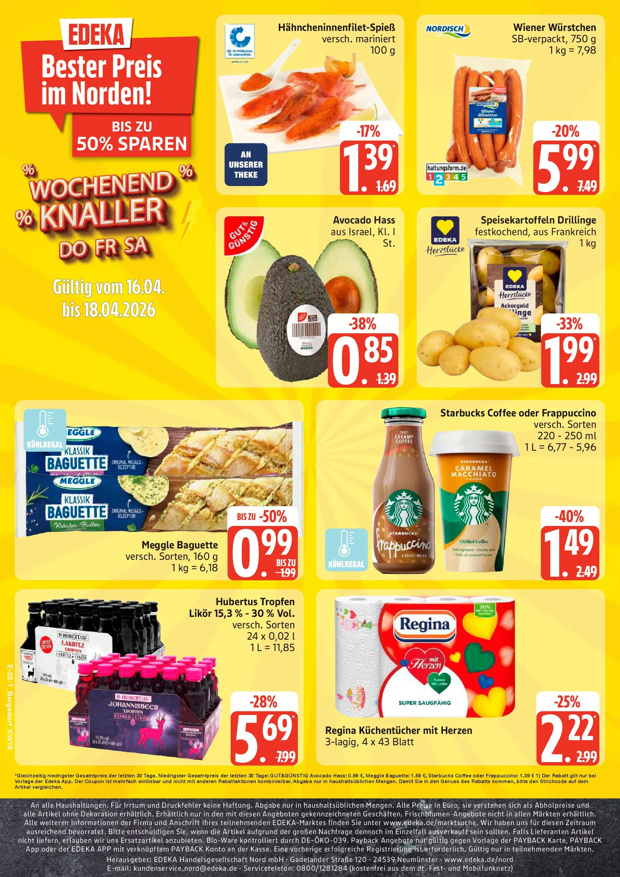 Edeka prospekt Hamburg	 (ab 13.04.2026) » Angebote Online | Seite: 26 | Produkte: Starbucks, Baguette, Avocado, Hubertus tropfen