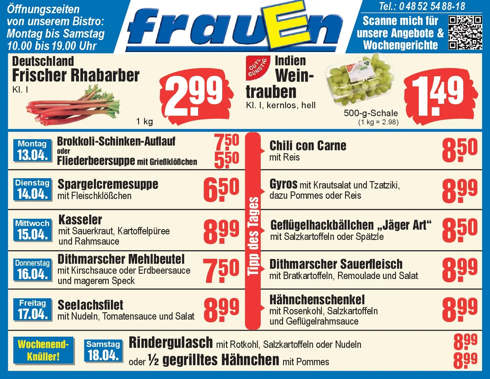 Edeka prospekt Heide	 (ab 11.04.2026) » Angebote Online | Seite: 1 | Produkte: Hahnchenschenkel, Trauben, Pommes, Chili