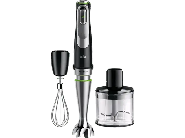 Braun MultiQuick 9 MQ 9135XI Stabmixer (Schwarz/Edelstahl, 1200 Watt, Zerkleinerer: 500ml, Messbecher: 600 ml)