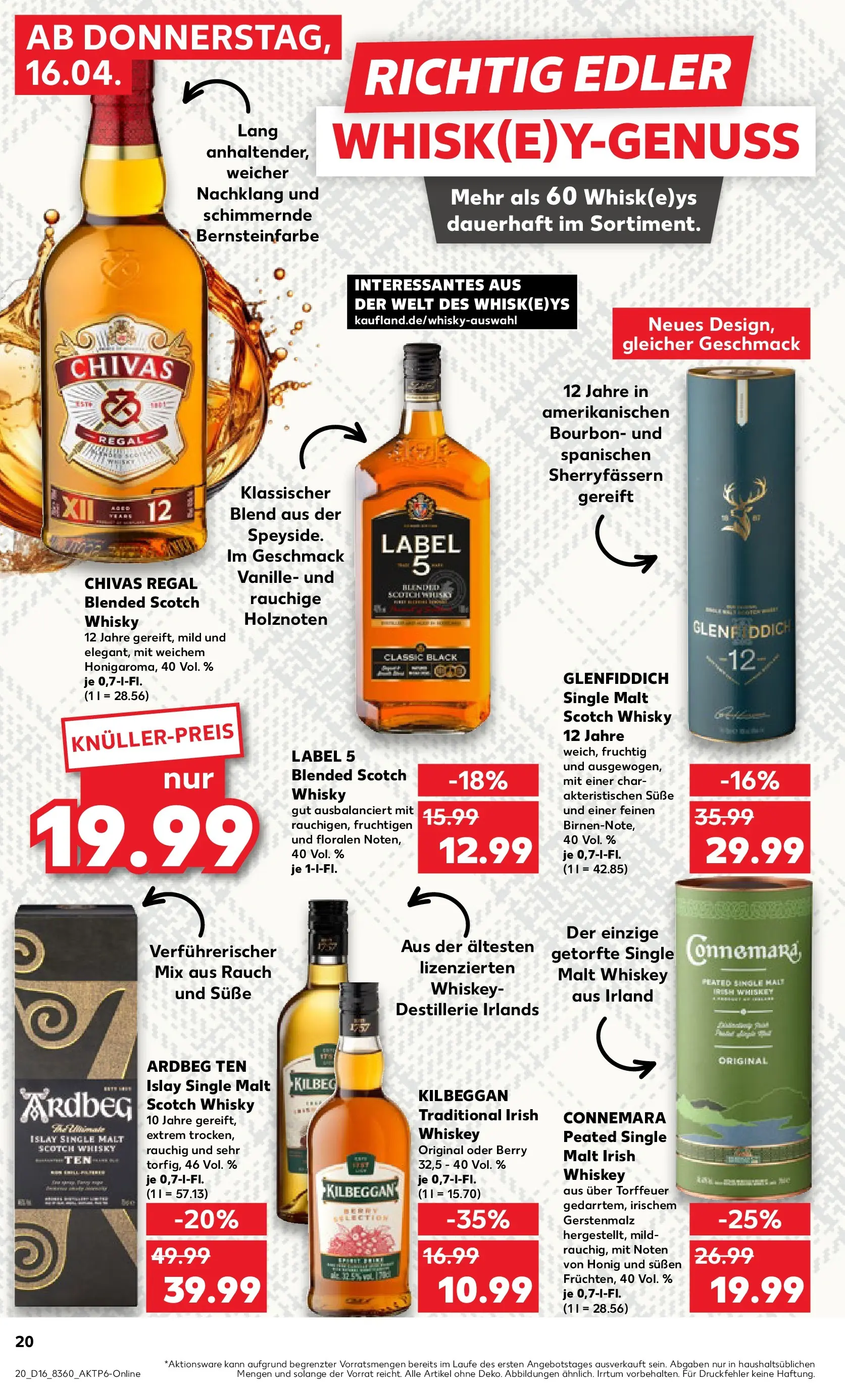 Prospekt Kaufland ab 16.04.2026 » Angebote Online zum Blättern | Seite: 20 | Produkte: Whisky, Regal, Bourbon, Whiskey