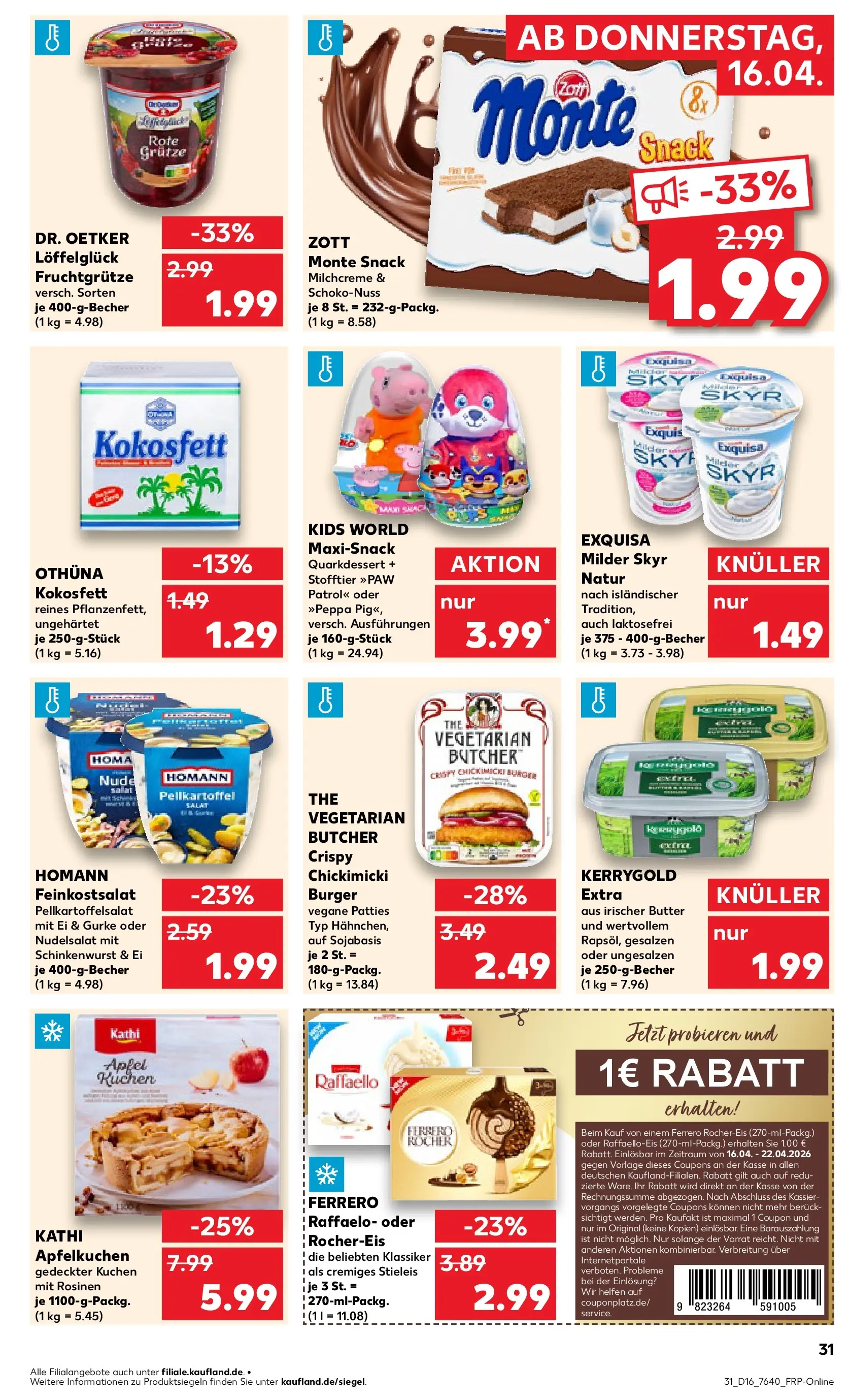 Prospekt Kaufland ab 13.04.2026 » Angebote und Werbung Online | Seite: 43 | Produkte: Raffaello, Butter, Skyr, Salat Prospekt Kaufland ab 13.04.2026 » Angebote Online zum Blättern | Seite: 43 | Produkte: Raffaello, Butter, Skyr, Salat