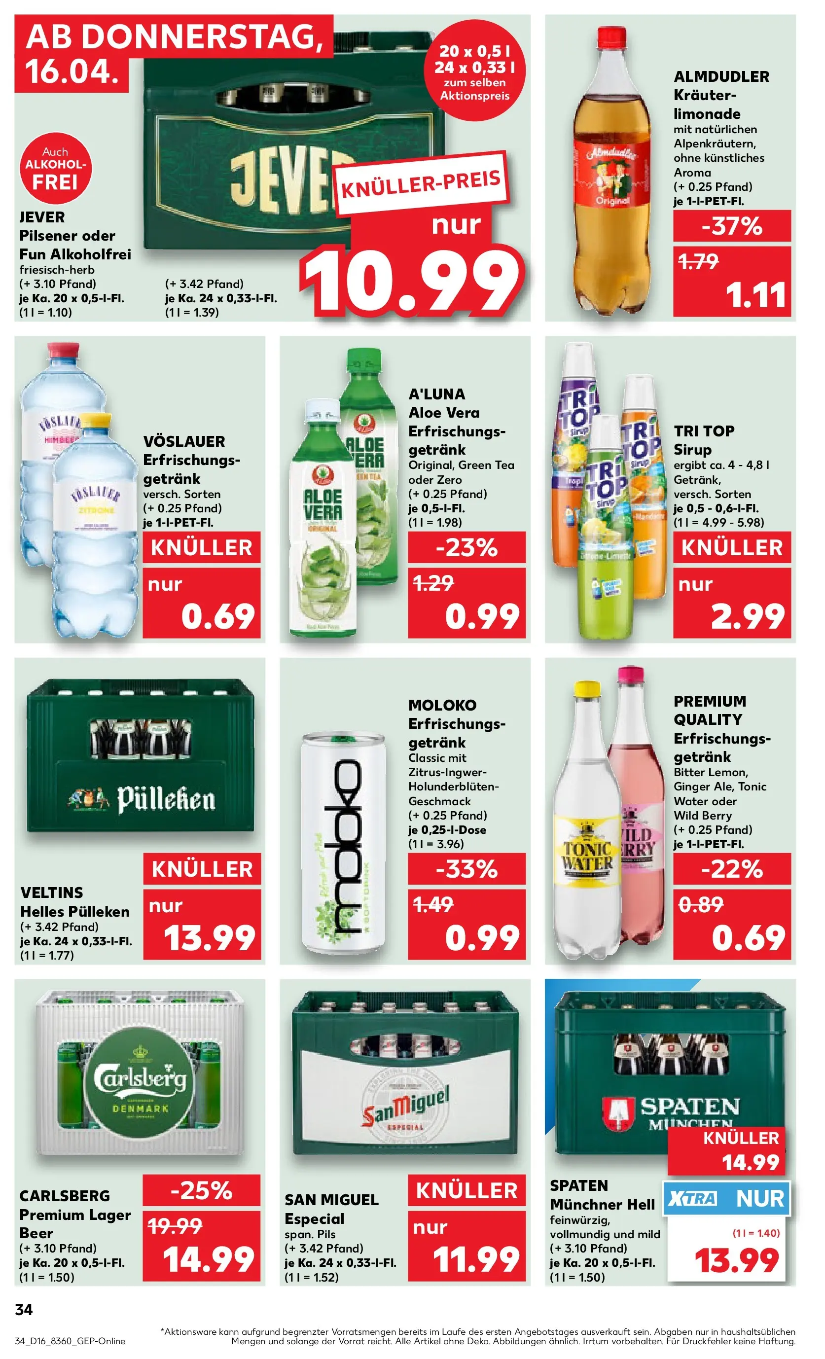 Prospekt Kaufland ab 16.04.2026 » Angebote Online zum Blättern | Seite: 34 | Produkte: Top, Pils, Sirup, Jever