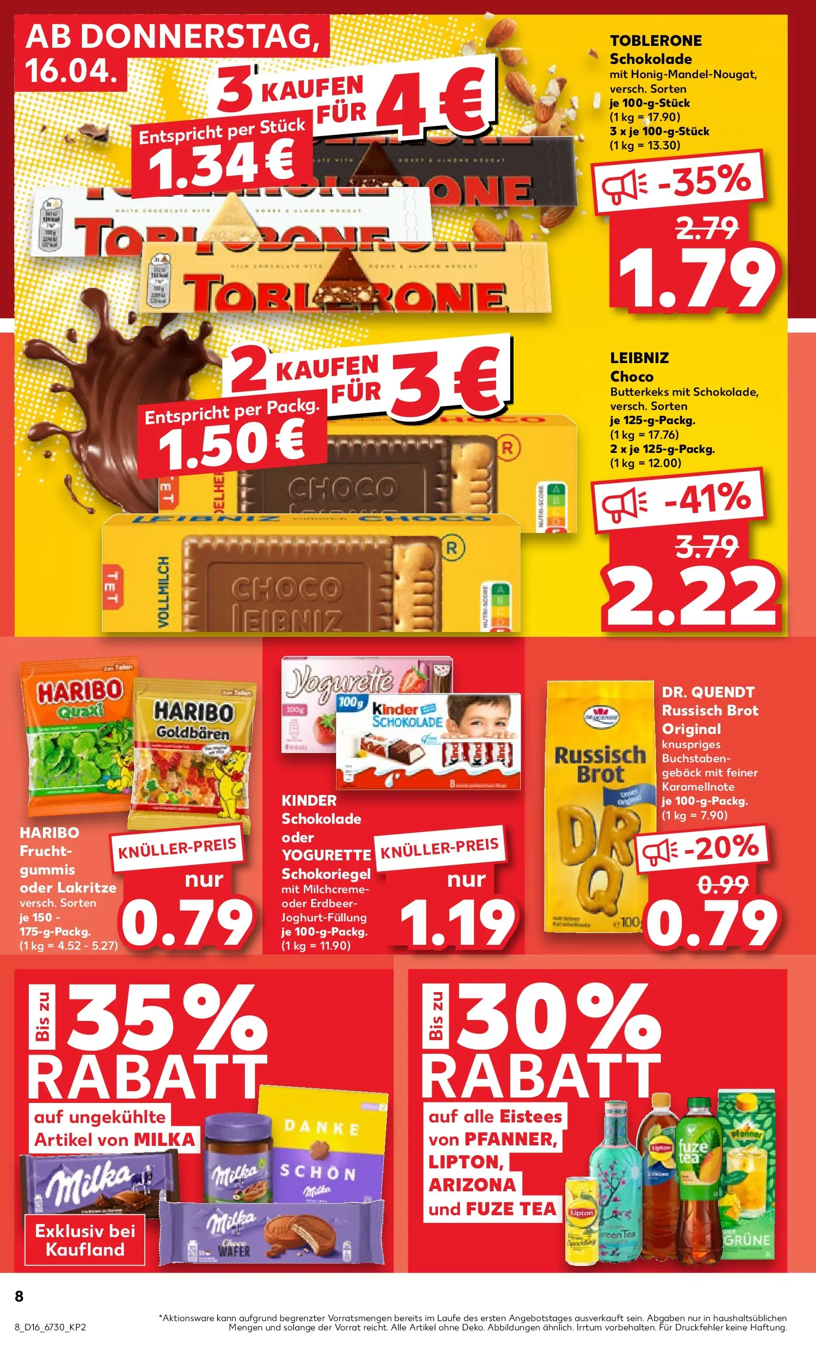 Prospekt Kaufland ab 16.04.2026 » Angebote Online zum Blättern | Seite: 8 | Produkte: Haribo, Yogurette, Schokolade, Milka