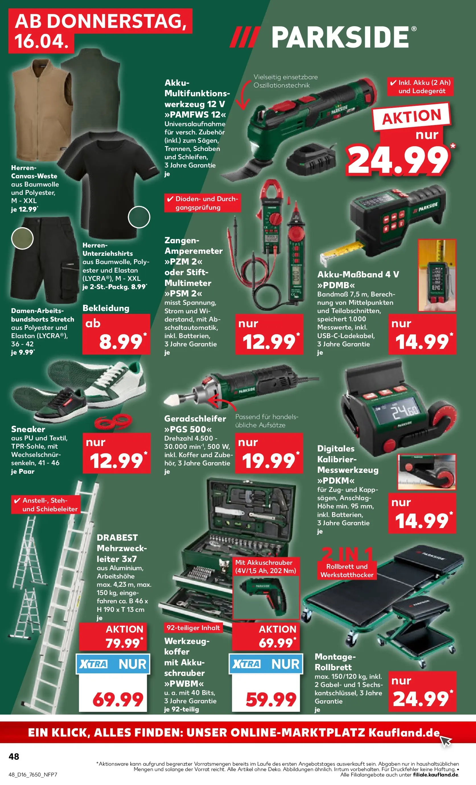 Prospekt Kaufland ab 13.04.2026 » Angebote und Werbung Online | Seite: 60 | Produkte: T-Shirt, Akkuschrauber, Koffer, Ladegerät Prospekt Kaufland ab 13.04.2026 » Angebote Online zum Blättern | Seite: 60 | Produkte: T-Shirt, Akkuschrauber, Koffer, Ladegerät