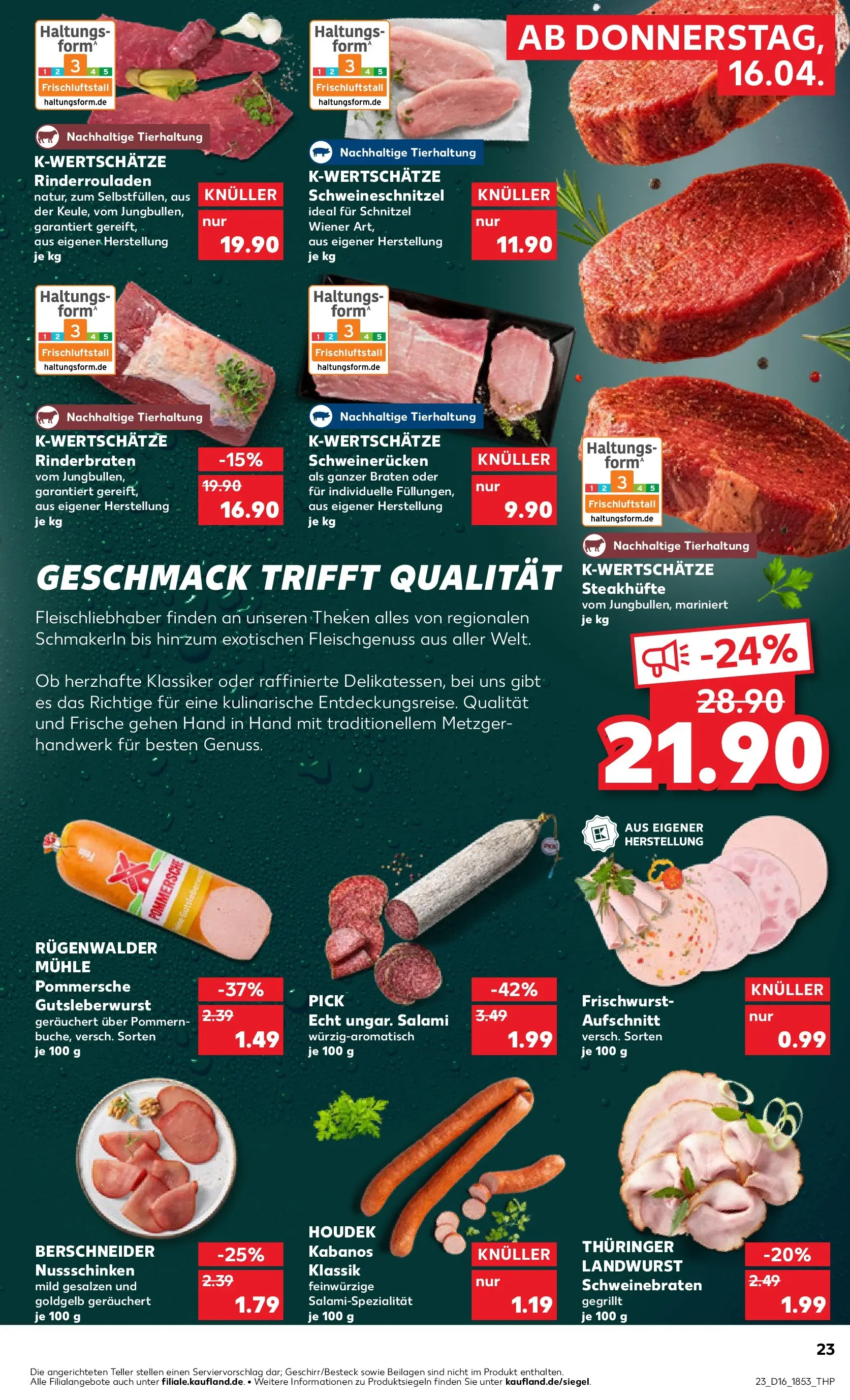 Prospekt Kaufland ab 13.04.2026 » Angebote Online zum Blättern | Seite: 35 | Produkte: Rinderrouladen, Mühle, Schnitzel, Salami
