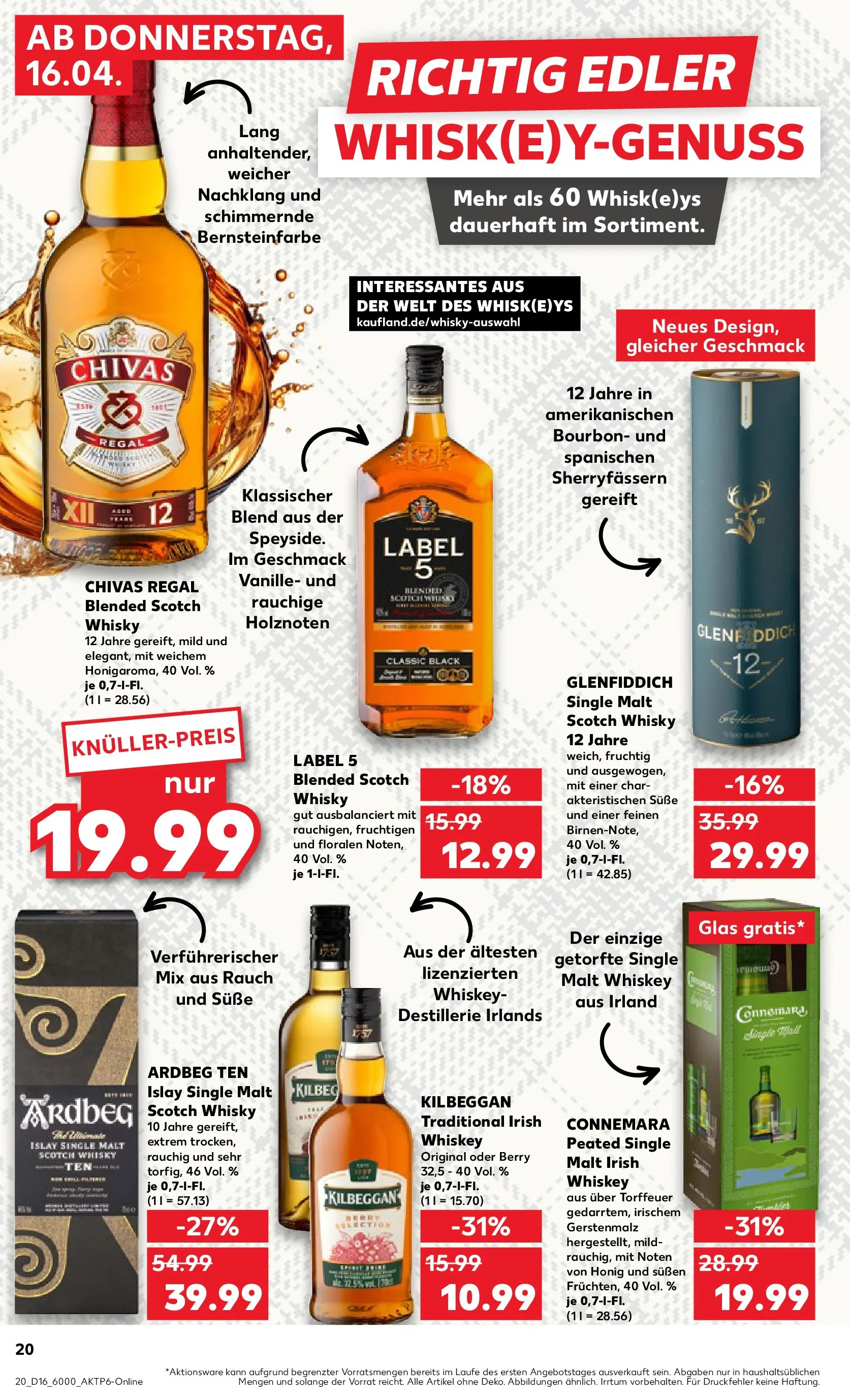 Prospekt Kaufland ab 16.04.2026 » Angebote Online zum Blättern | Seite: 20 | Produkte: Whisky, Regal, Bourbon, Whiskey