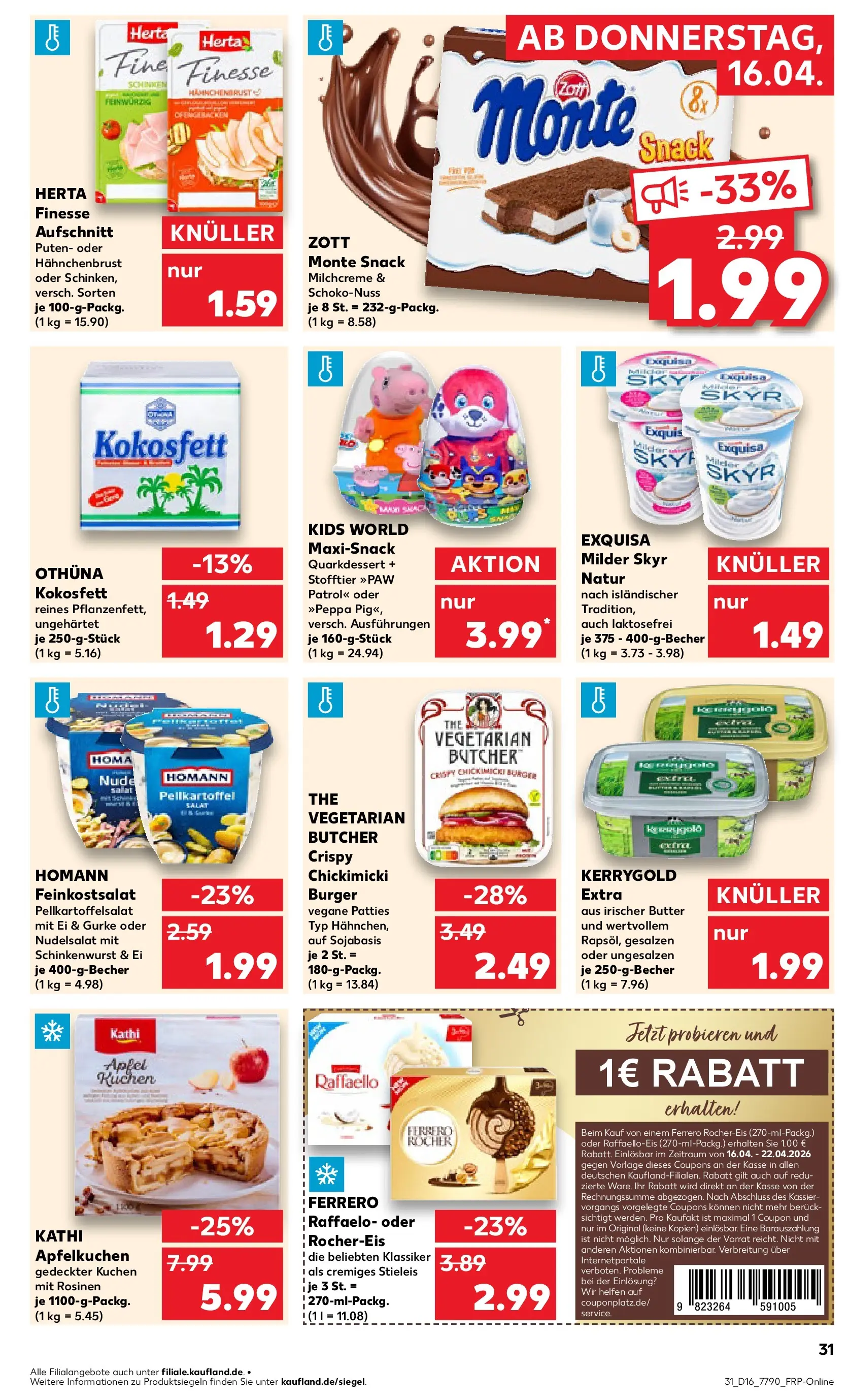 Prospekt Kaufland ab 13.04.2026 » Angebote Online zum Blättern | Seite: 43 | Produkte: Butter, Burger, Rosinen, Schinken