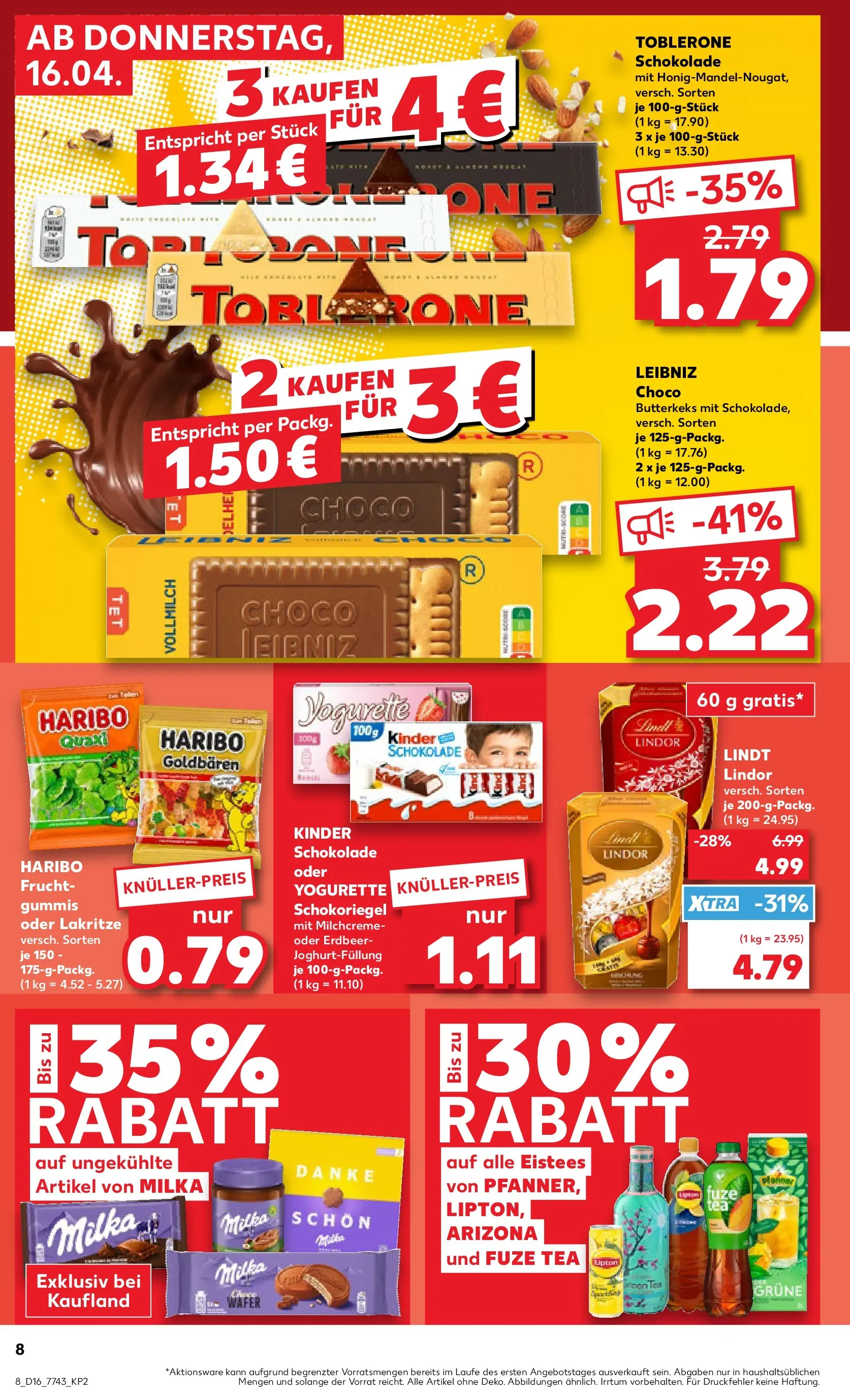 Prospekt Kaufland ab 13.04.2026 » Angebote Online zum Blättern | Seite: 20 | Produkte: Kinder schokolade, Fuze tea, Haribo, Lindt