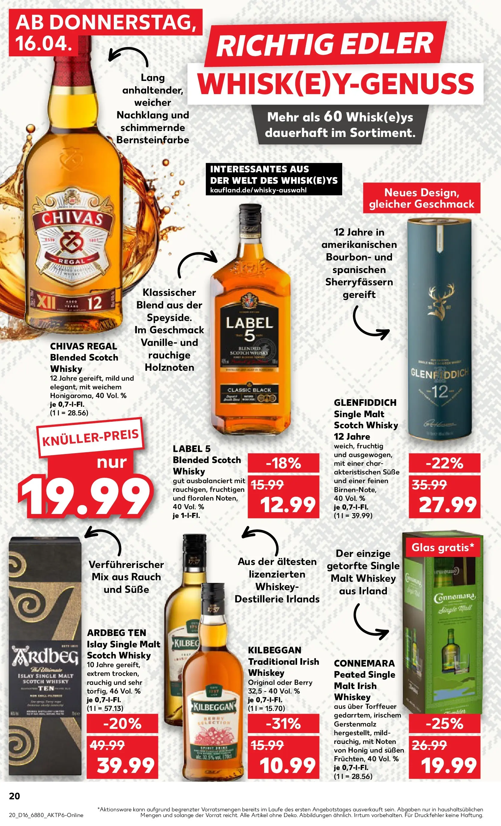 Prospekt Kaufland ab 16.04.2026 » Angebote Online zum Blättern | Seite: 20 | Produkte: Whisky, Regal, Bourbon, Whiskey