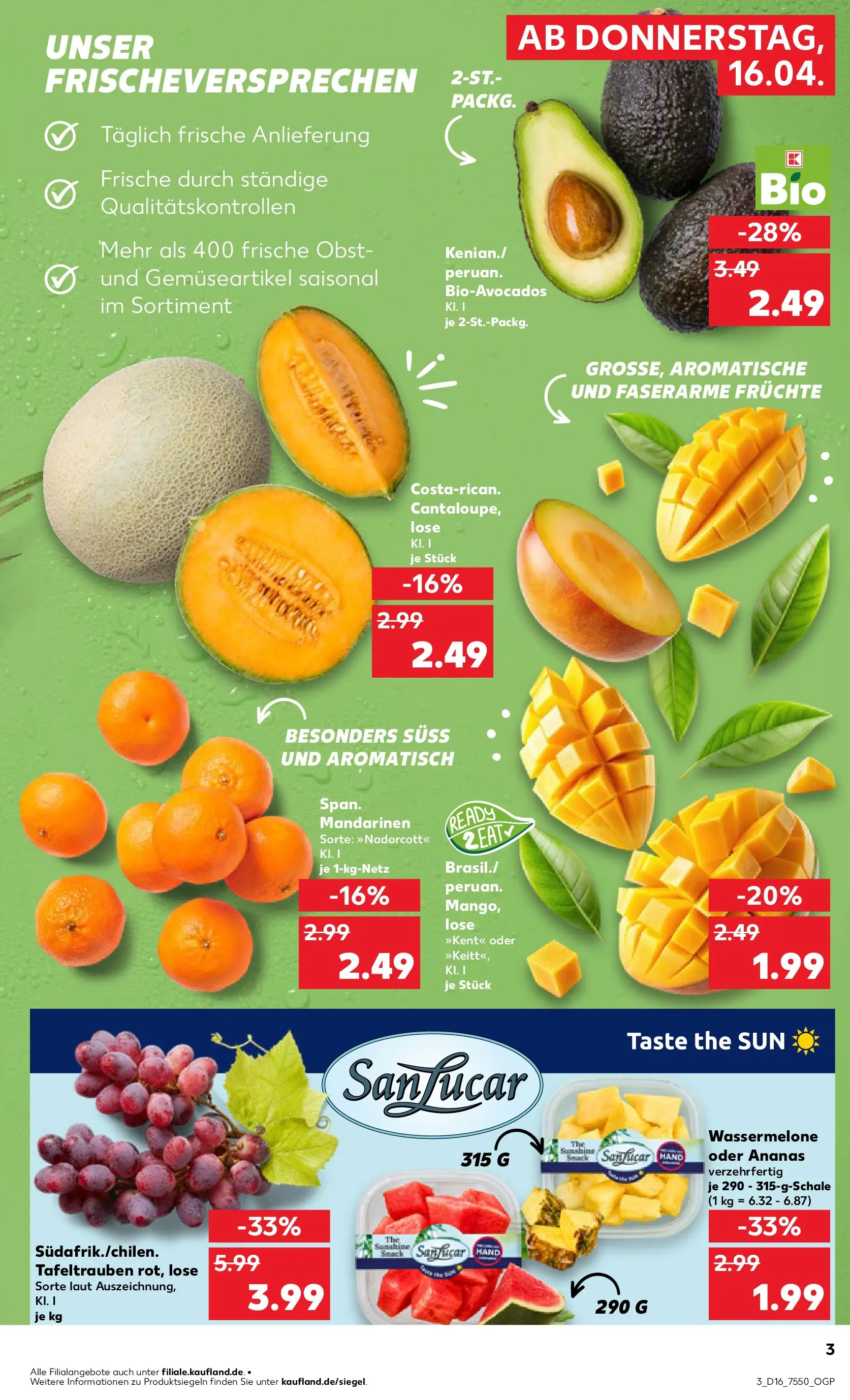 Prospekt Kaufland ab 13.04.2026 » Angebote Online zum Blättern | Seite: 15 | Produkte: Mandarinen, Ananas, Obst, Mango