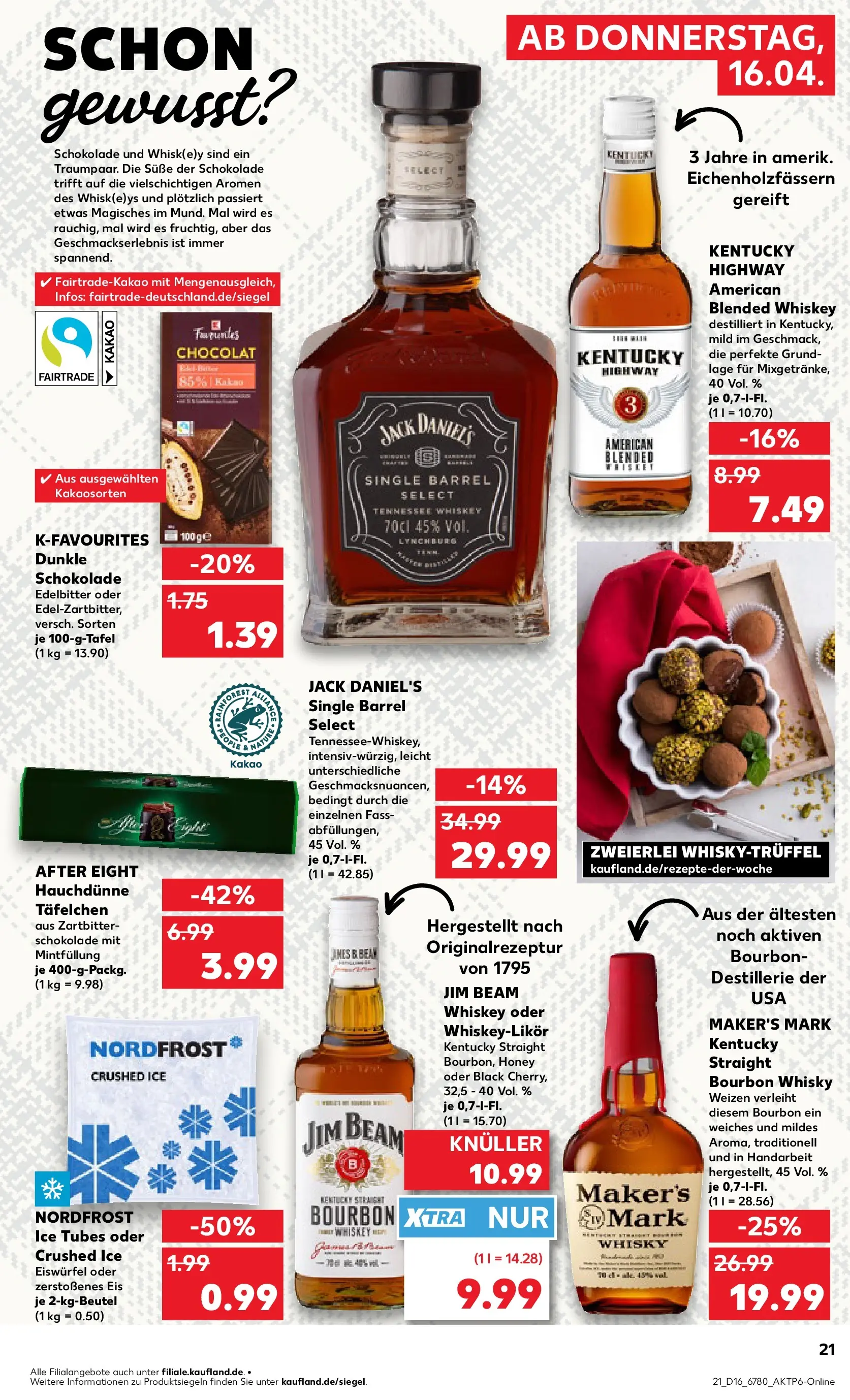 Prospekt Kaufland ab 16.04.2026 » Angebote Online zum Blättern | Seite: 21 | Produkte: Jim beam, Schokolade, Whiskey, Eis