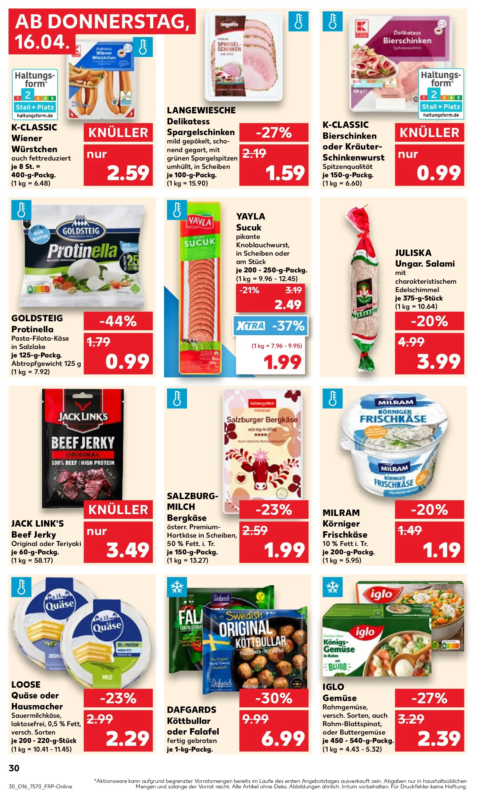 Prospekt Kaufland ab 13.04.2026 » Angebote Online zum Blättern | Seite: 42 | Produkte: Wiener wurstchen, Milch, Salami, Frischkase