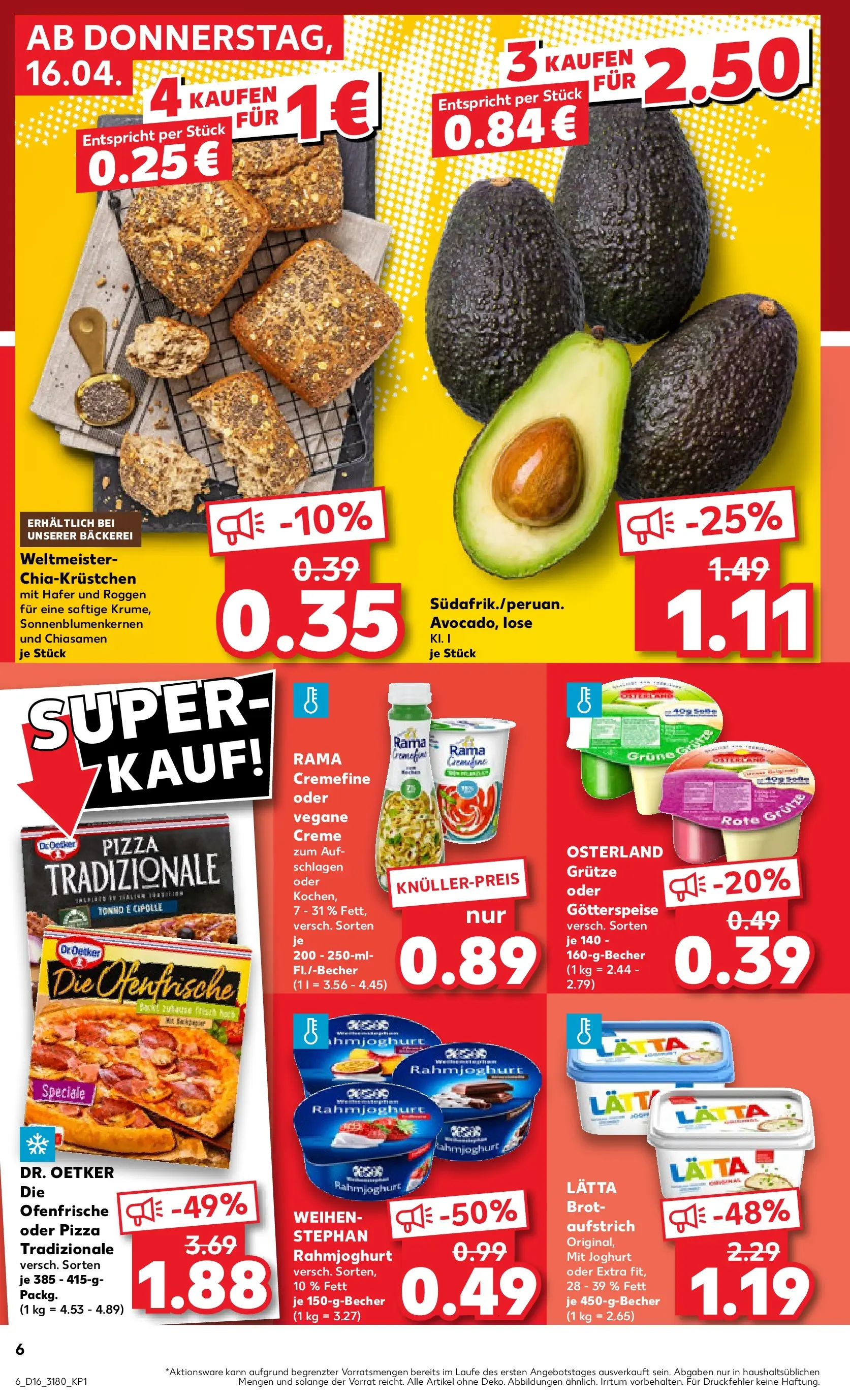 Prospekt Kaufland ab 13.04.2026 » Angebote Online zum Blättern | Seite: 18 | Produkte: Joghurt, Rama cremefine, Ofenfrische, Avocado
