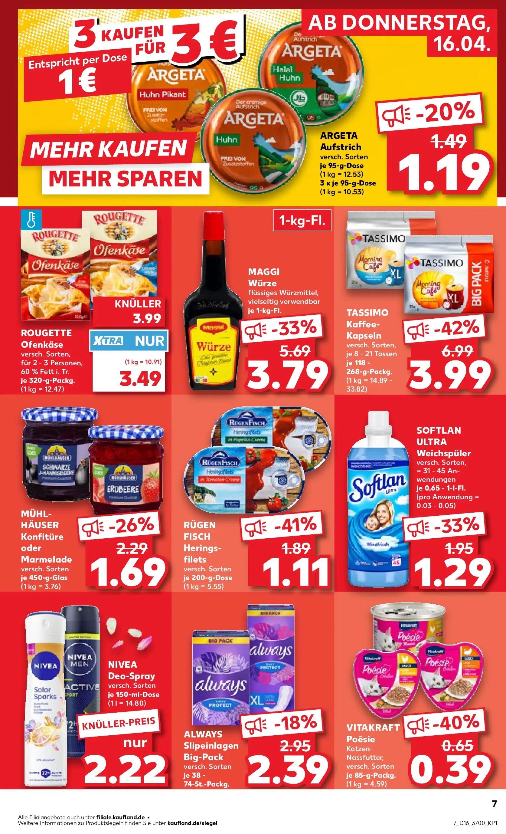 Prospekt Kaufland ab 16.04.2026 » Angebote Online zum Blättern | Seite: 7 | Produkte: Fisch, Weichspüler, Deospray, Tassimo