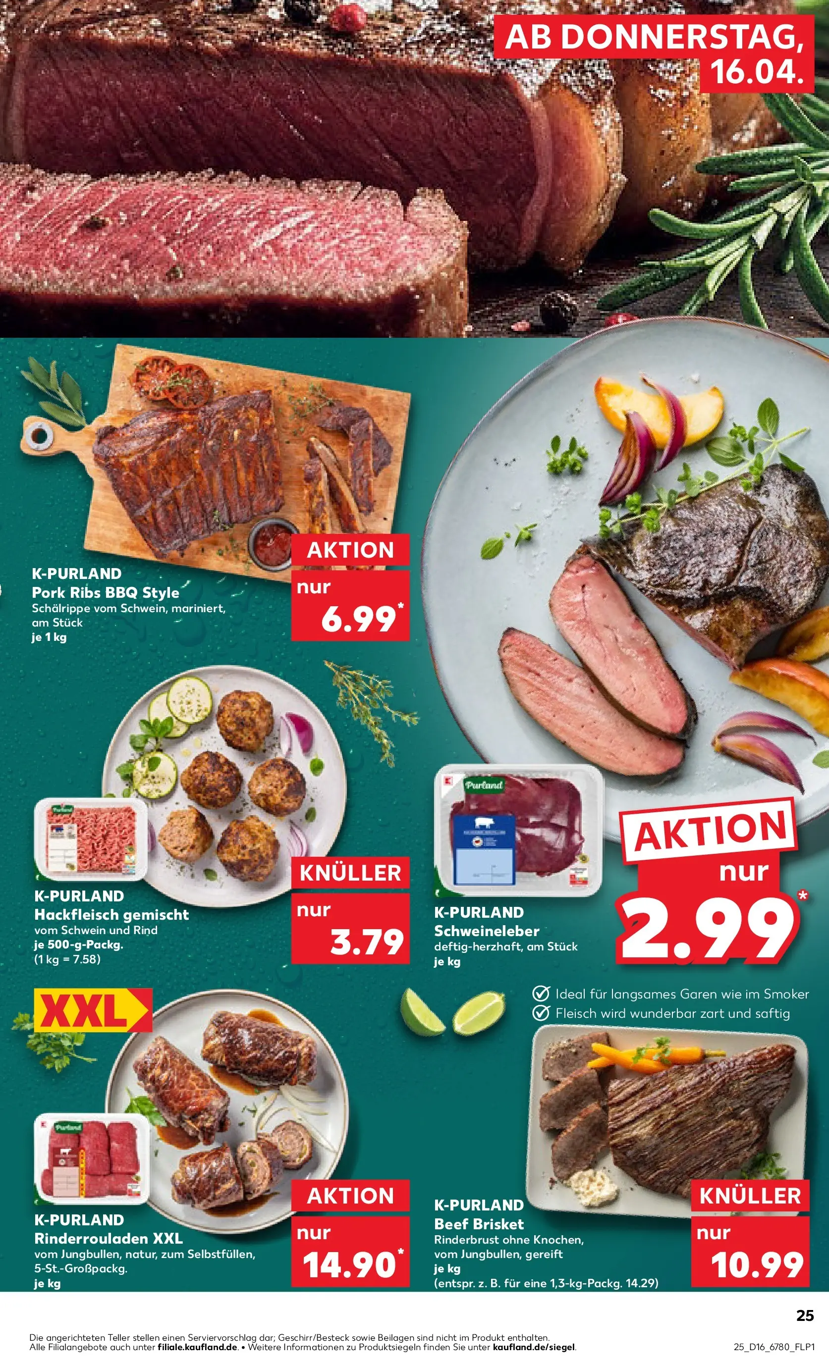 Prospekt Kaufland ab 16.04.2026 » Angebote Online zum Blättern | Seite: 25 | Produkte: Rinderrouladen, Fleisch, Hackfleisch