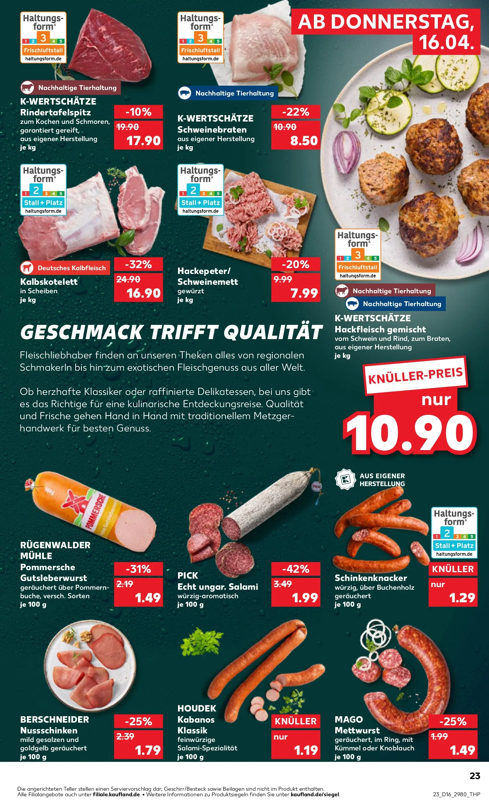 Prospekt Kaufland ab 16.04.2026 » Angebote Online zum Blättern | Seite: 23 | Produkte: Mühle, Knoblauch, Salami, Hackfleisch