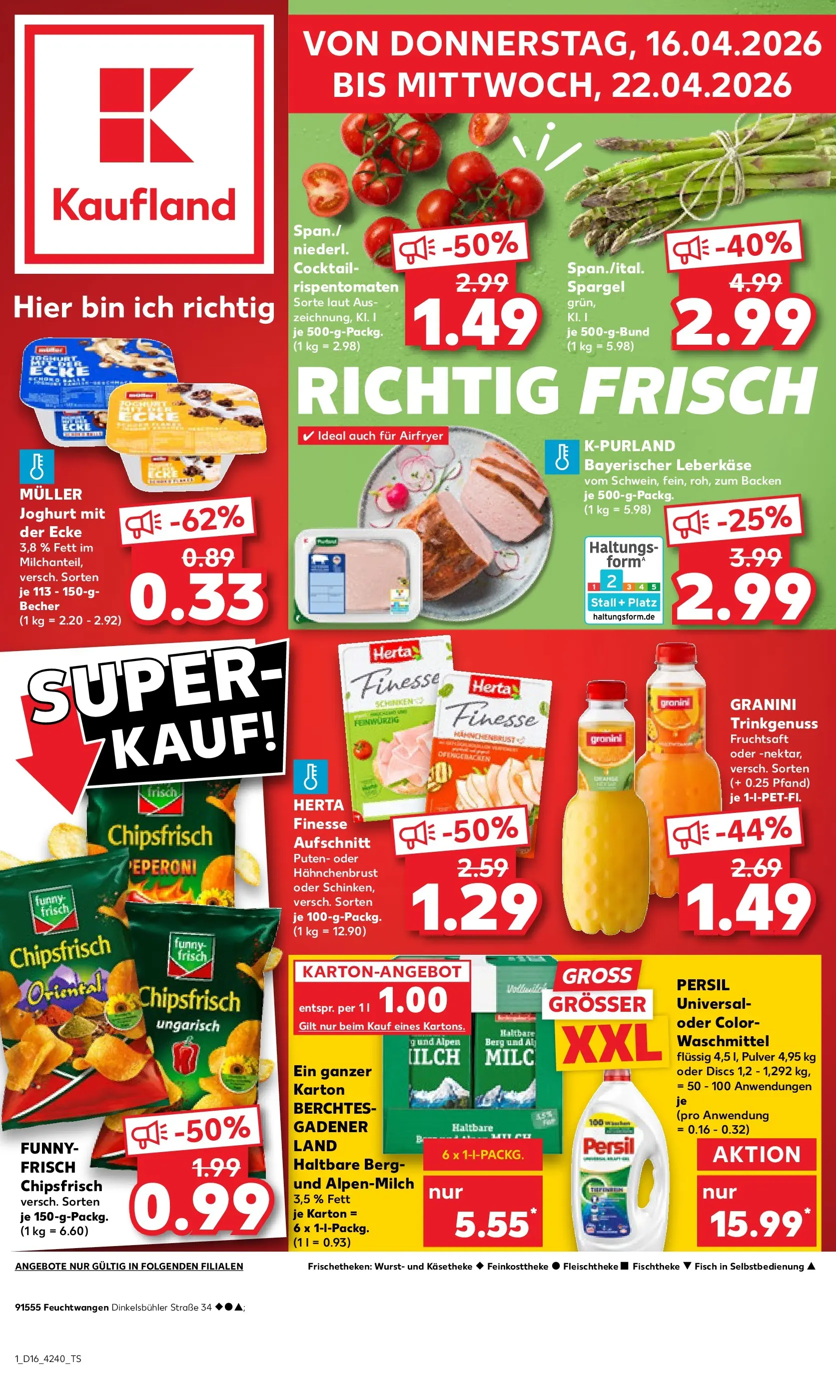 Prospekt Kaufland ab 16.04.2026 » Angebote Online zum Blättern | Seite: 1 | Produkte: Granini, Fruchtsaft, Herta finesse, Persil