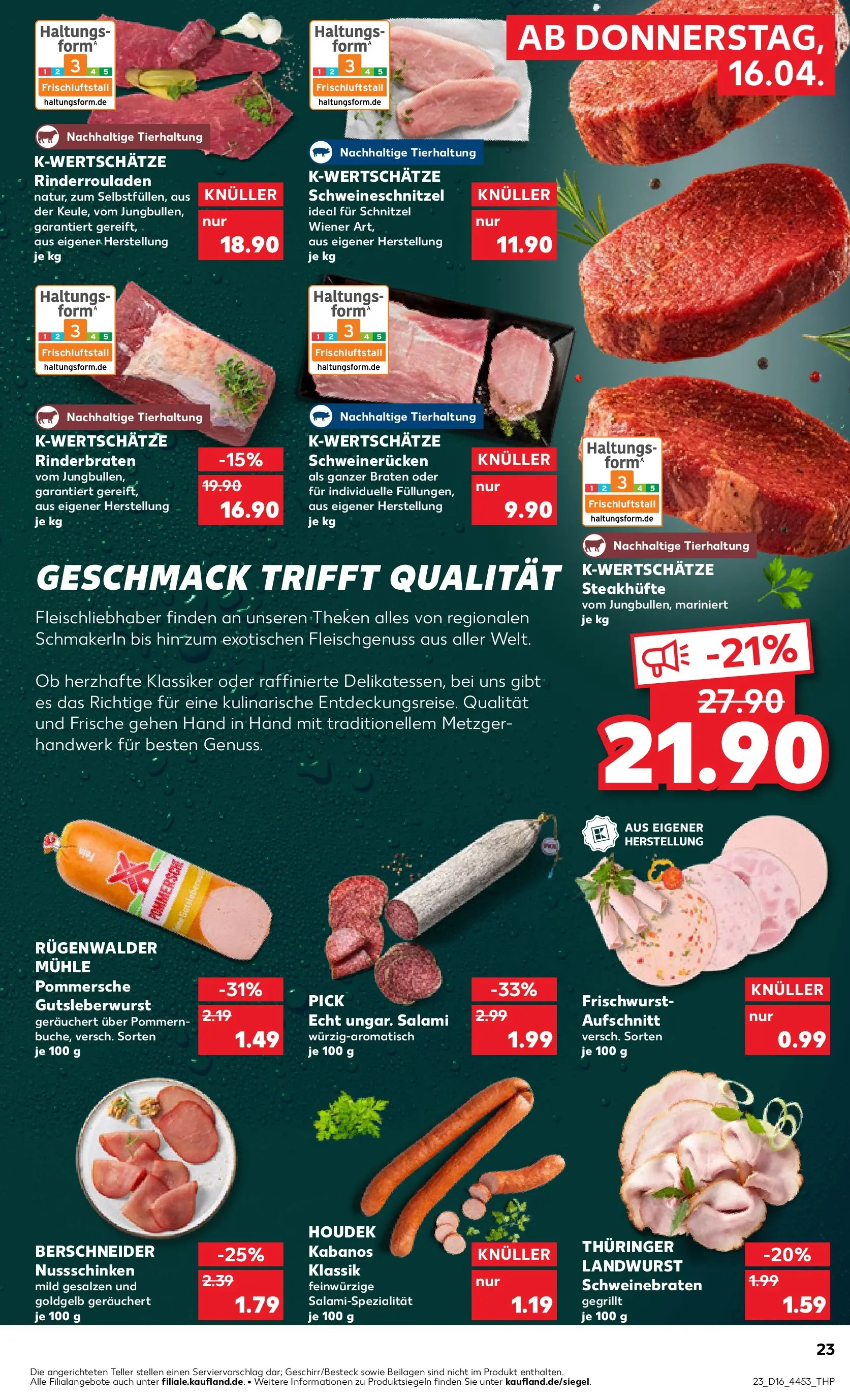 Prospekt Kaufland ab 13.04.2026 » Angebote und Werbung Online | Seite: 35 | Produkte: Rinderrouladen, Mühle, Schweinerucken, Salami Prospekt Kaufland ab 13.04.2026 » Angebote Online zum Blättern | Seite: 35 | Produkte: Rinderrouladen, Mühle, Schweinerucken, Salami