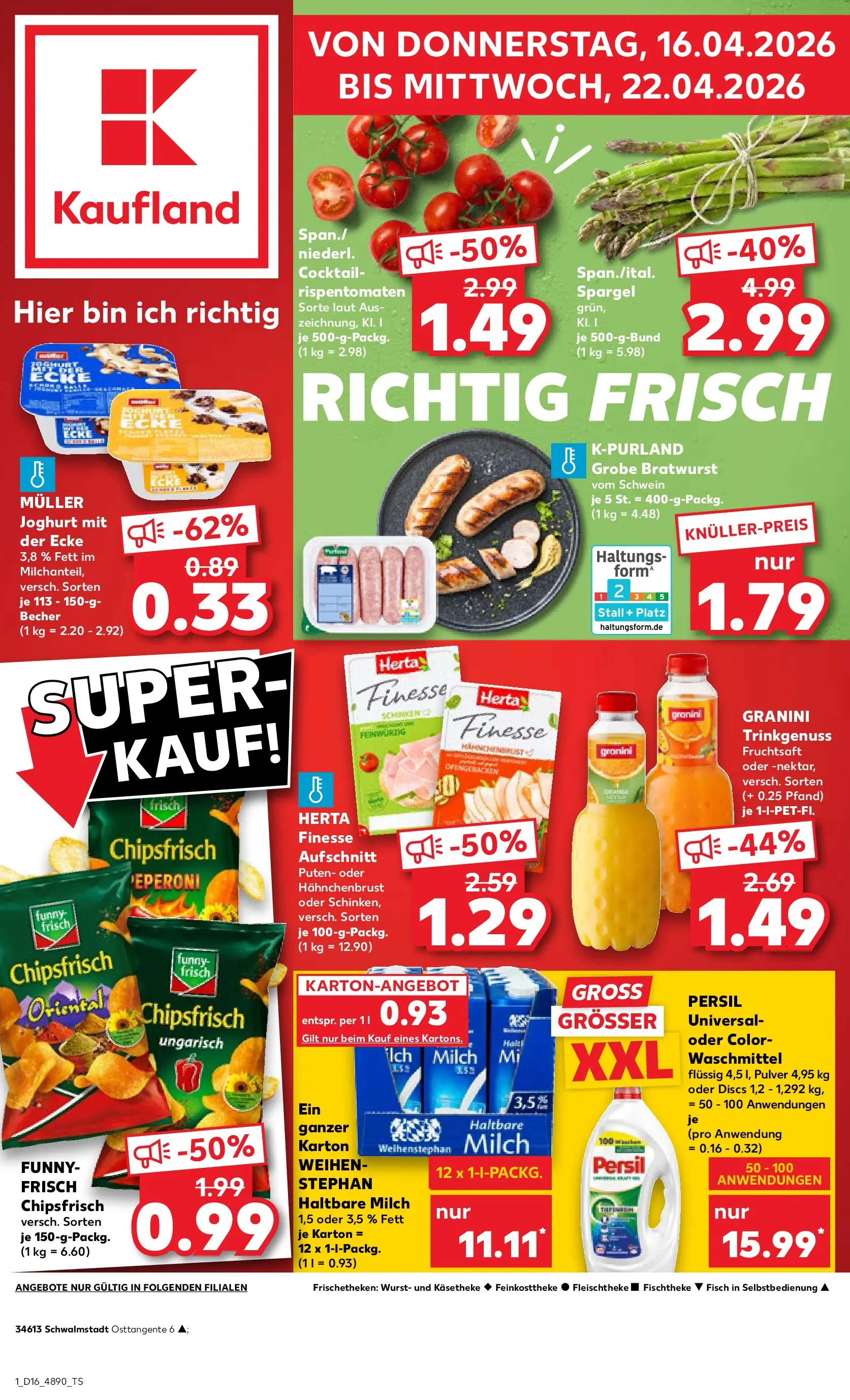 Prospekt Kaufland ab 16.04.2026 » Angebote Online zum Blättern | Seite: 1 | Produkte: Fisch, Waschmittel, Herta finesse, Persil