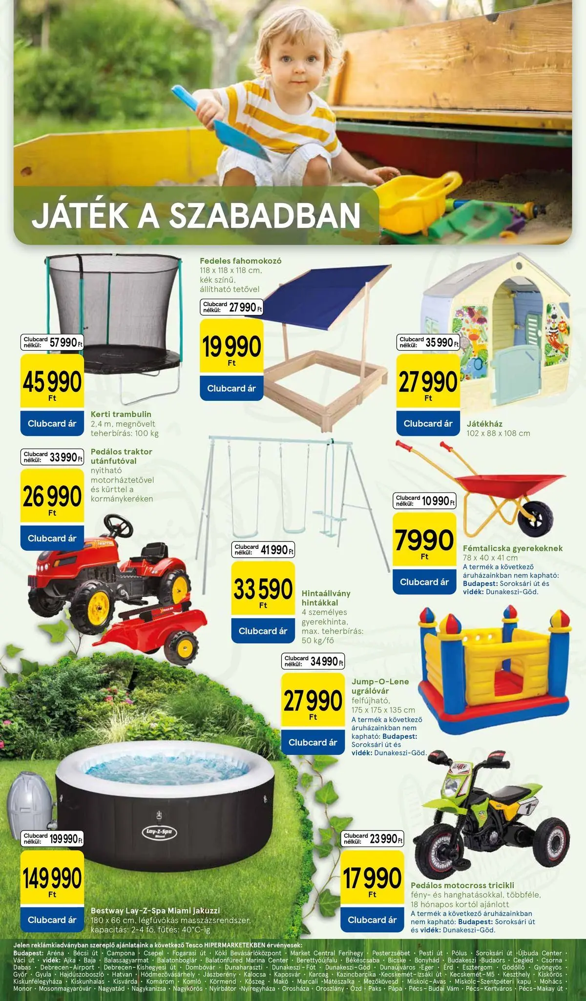 Tesco - Tesco újság érvényessége 2026.04.27-ig - 2026.04.09.-tól - online | Oldal: 12 | Termékek: Játék, Jakuzzi, Trambulin