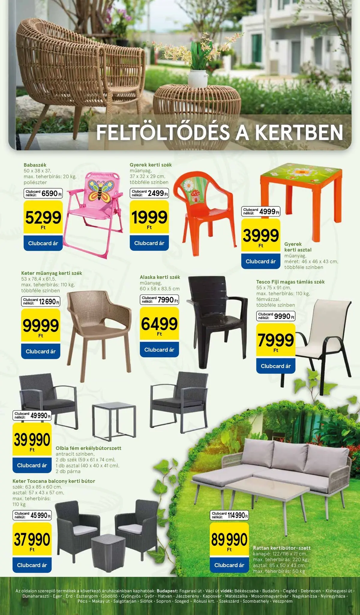 Tesco - Tesco újság érvényessége 2026.04.27-ig - 2026.04.09.-tól - online | Oldal: 19 | Termékek: Kerti asztal, Kanapé, Asztal, Kerti bútor