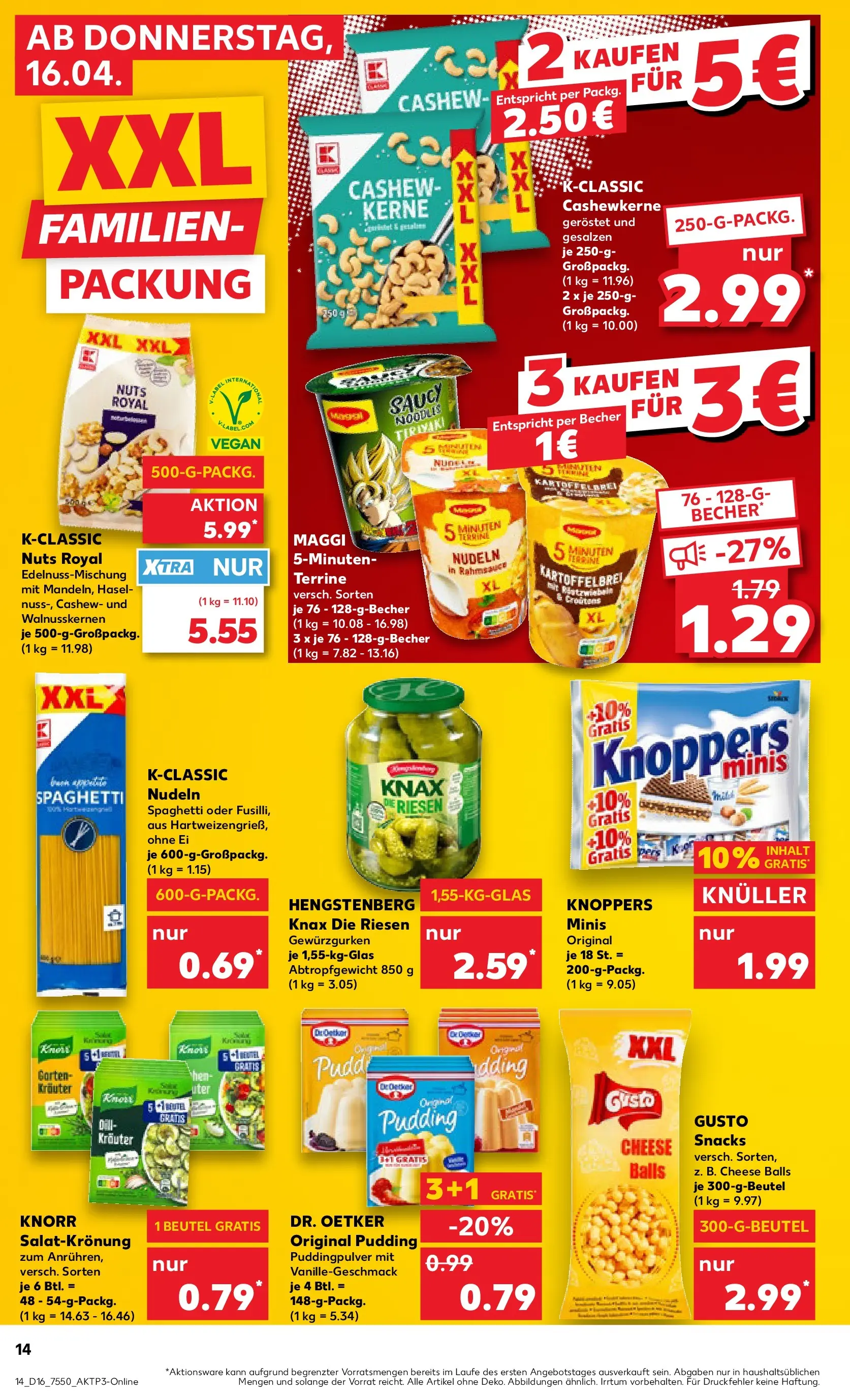 Prospekt Kaufland ab 15.04.2026 » Angebote Online zum Blättern | Seite: 14 | Produkte: Maggi, Knorr, Knoppers, Nudeln